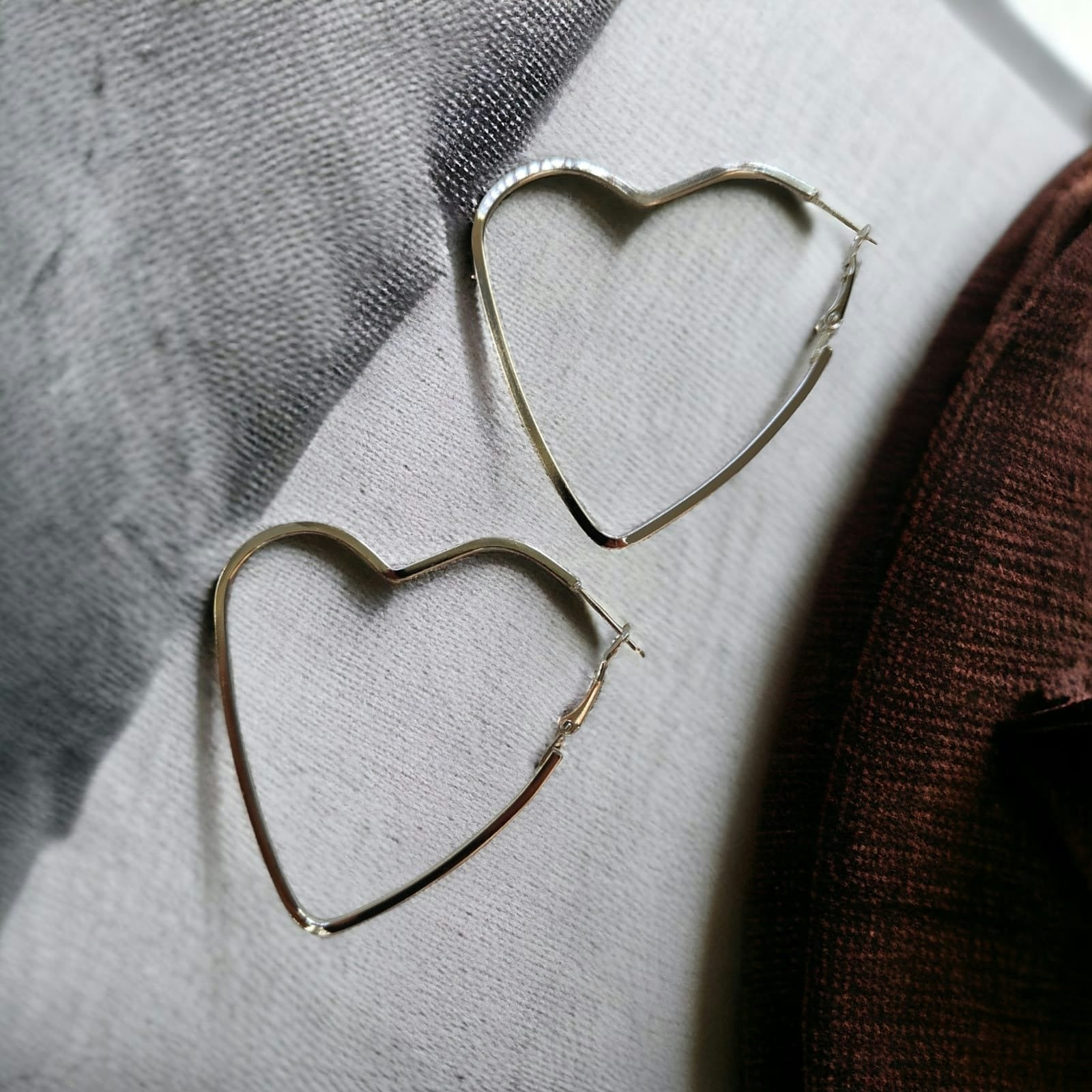 The Colourful Aura Women's Silver Boho Large Heart Geometric Hoop Earrings In - Image 4