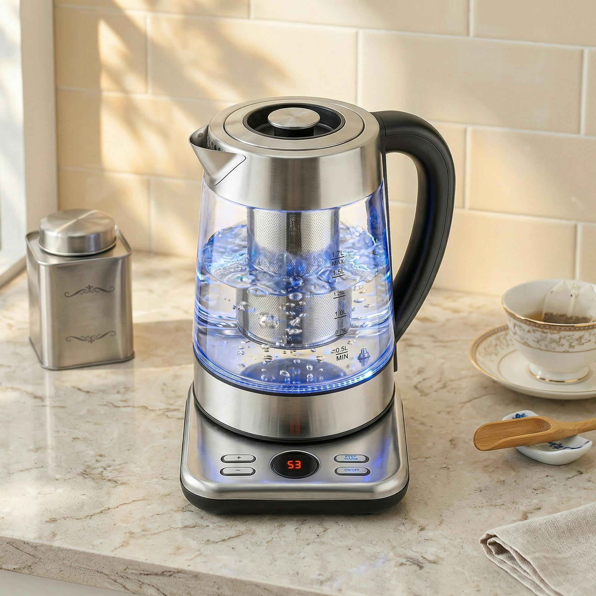 Homcom Electric Kettle, 1.7L 3Kw Water Kettle With Uk Strix Thermostat