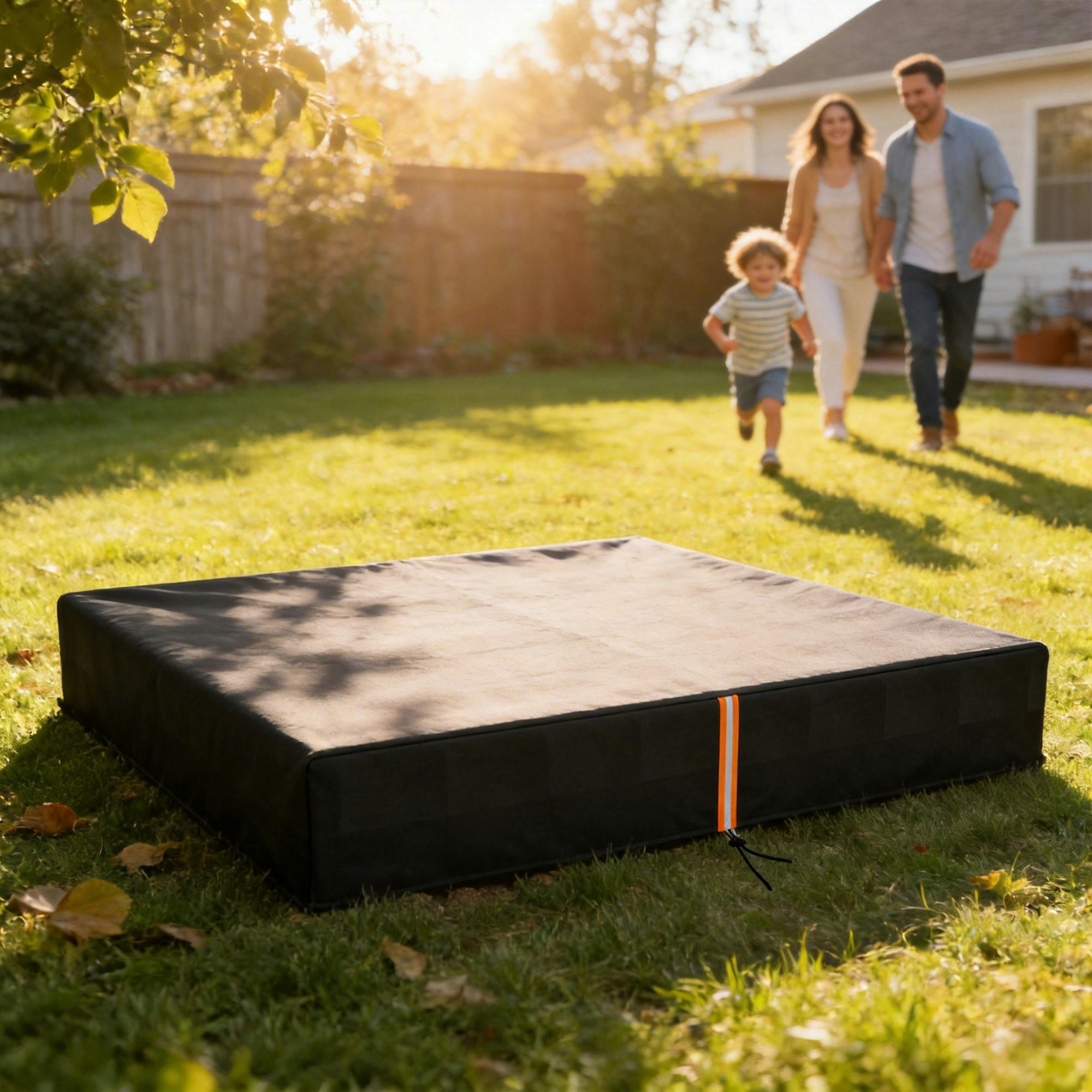 Aiyaplay Black Sandbox Cover, Square Sandpit Cover With Drawstring & Elastic Band - 150 X 150 X 20 Cm - Sand Pit Cover
