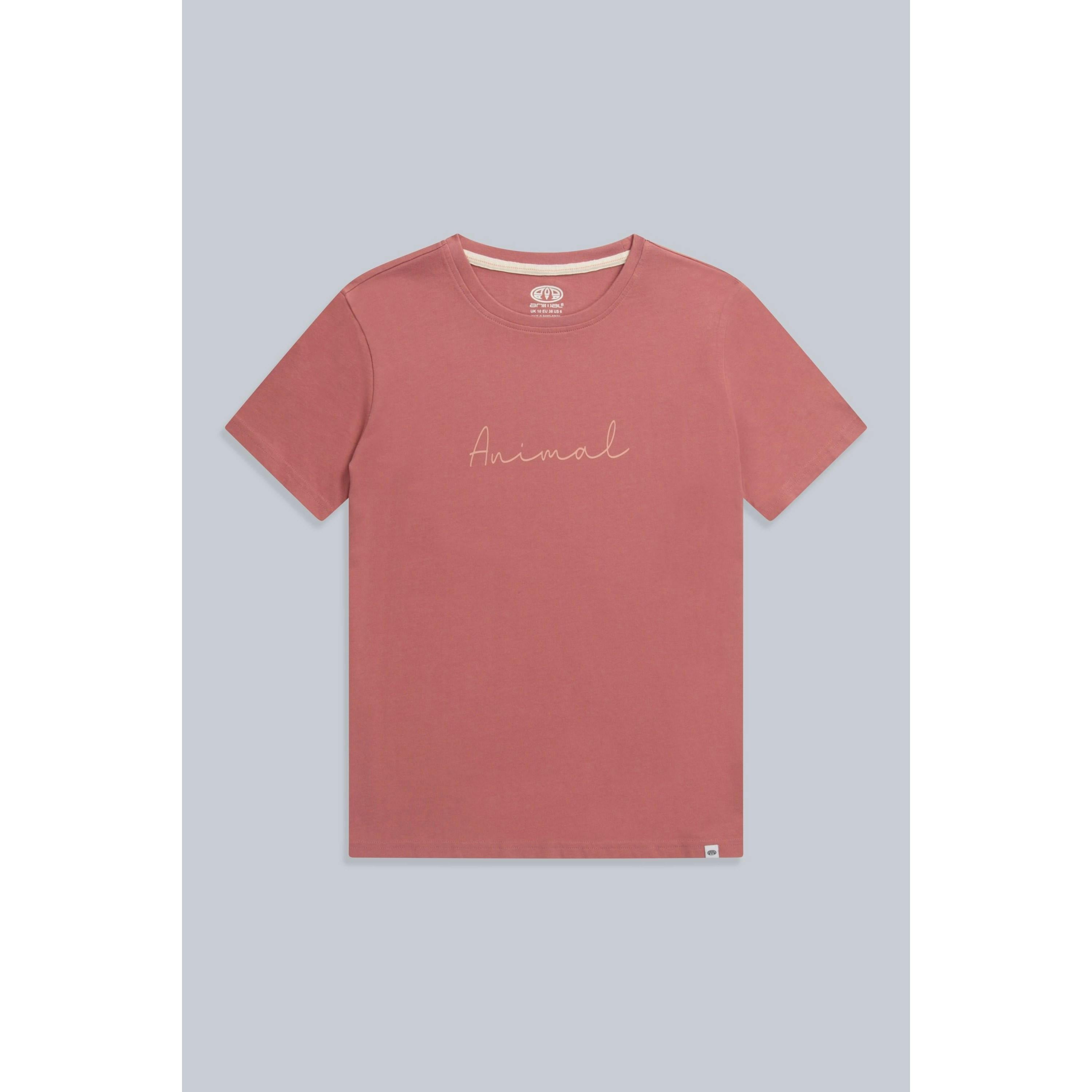 Animal Women's Dark/Pink Marina Logo Organic T-Shirt - 6 Uk - 100% Organic Cotton