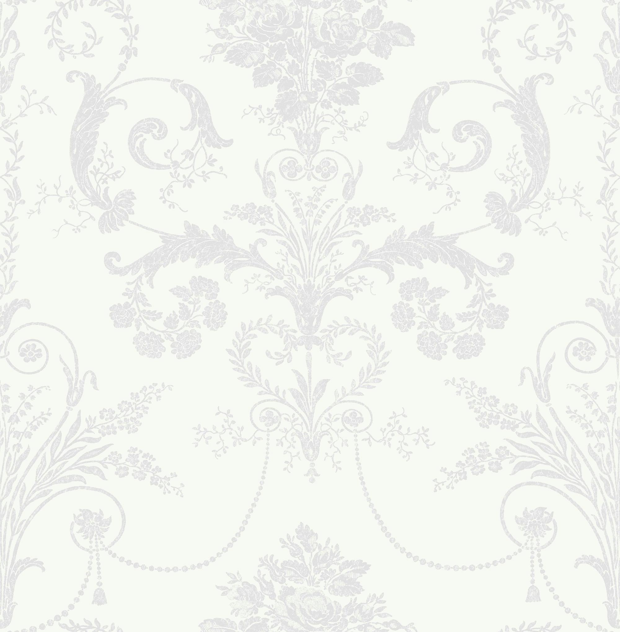Rackhams Silver Josette Wallpaper - Metallic - 10M