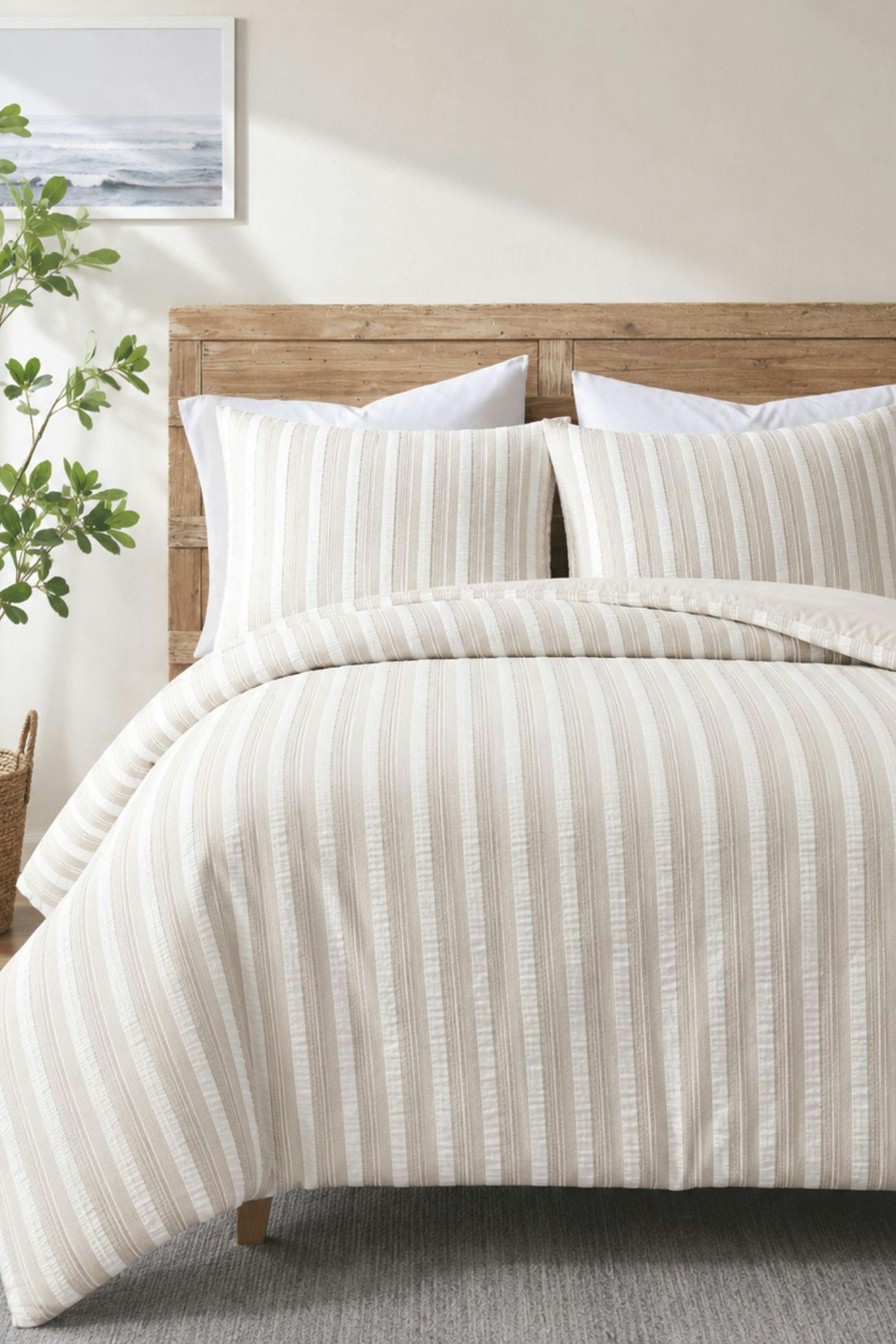 Ezysleep Woven Waffle Duvet Cover Set in Natural | Size: Double - Image 2