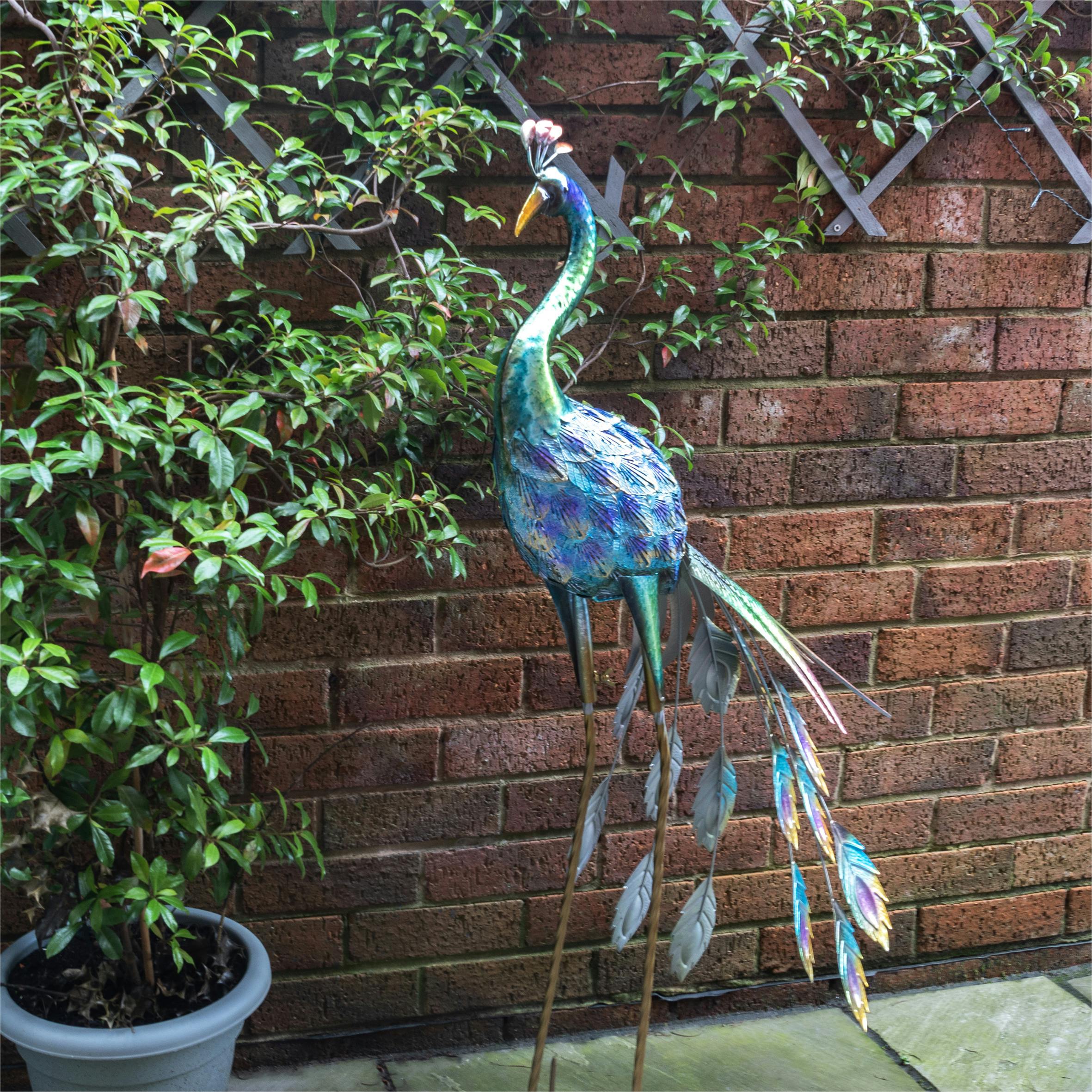 Rackhams Metal Peacock Garden Ornament 108Cm Height