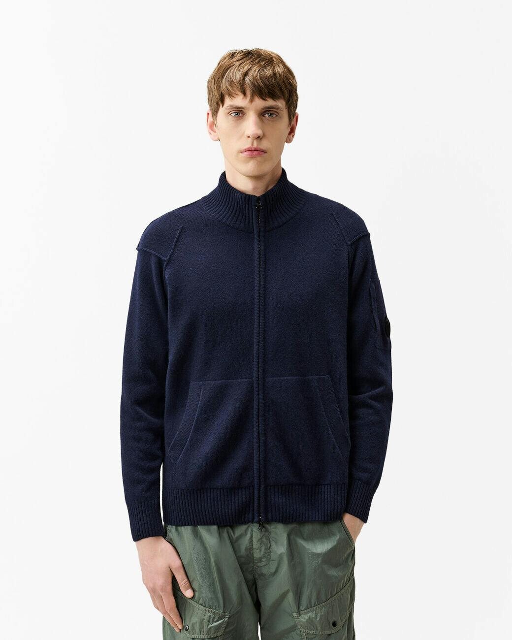 C.p. Company High Neck Cardigan - Male - Cardigans - Blue - Xl - Knitwear - Image 2