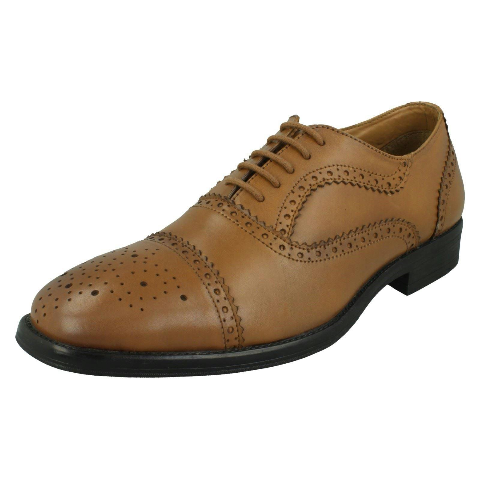 Thomas Blunt Men's Smart Lace Up Leather Oxford Brogue Shoes A2202 - Tan - Uk 9