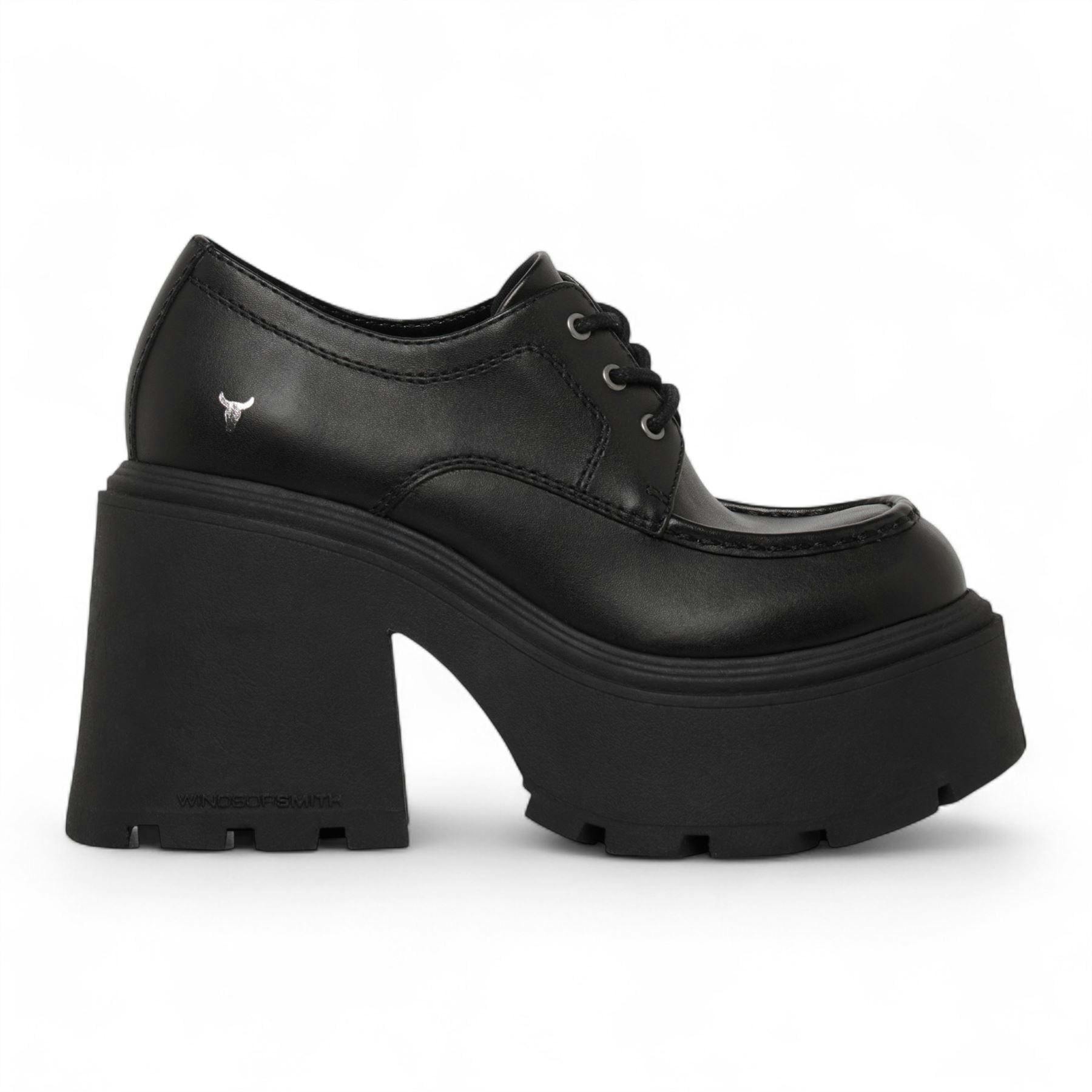 Windsorsmith Women's Black Starcrossed Leather Ankle Boots Chunky Platform Lace-Up Shoes - Uk 3 | Eu 36 | Us 5