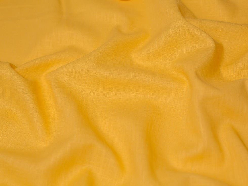 Minerva Dark/Red Core Range Textu 100% Ramie Linen Weave Fabric - Plain Design Dressmaking Fabric, 138 Cm / 55" Wide - Per Metre - Sunshine