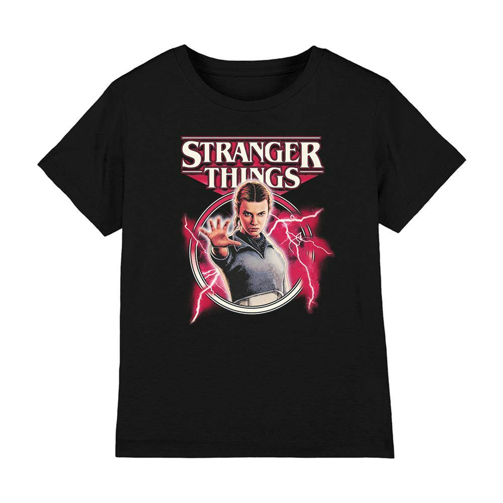 Stranger Things Black Kids Eleven Lightning T-Shirt - 9-11 Years