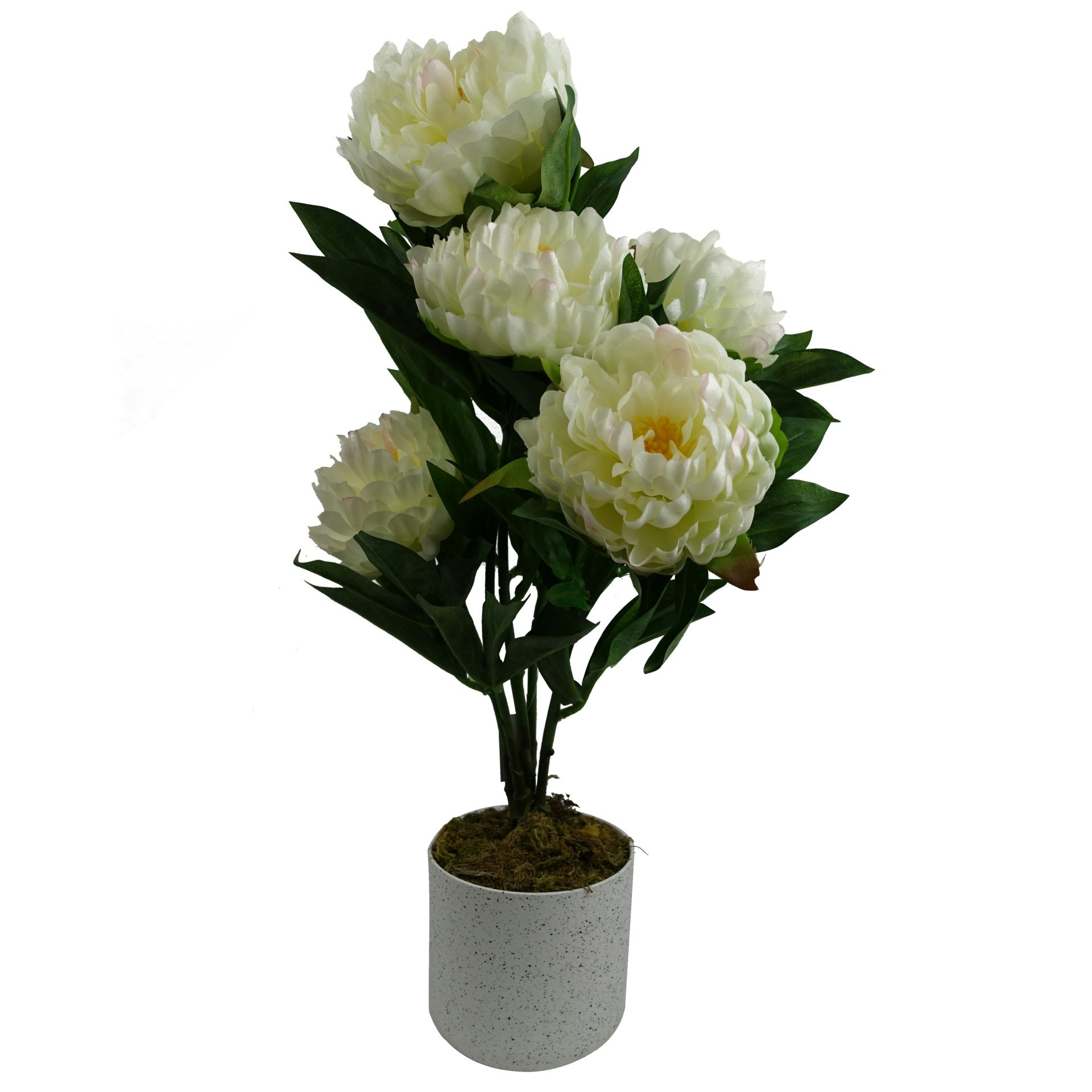 Leaf White 55Cm Artificial Peony Plant - 55Cm Peony - 55Cm