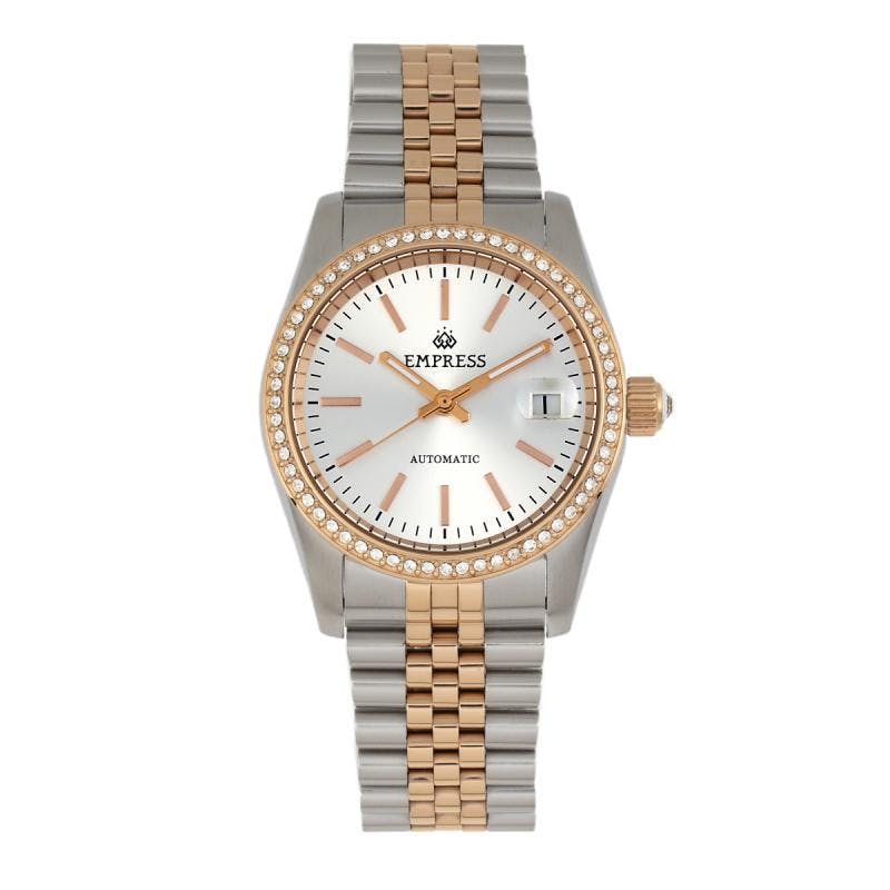 Empress Gold/White Constance Automatic Bracelet Watch W/Date - Rose
