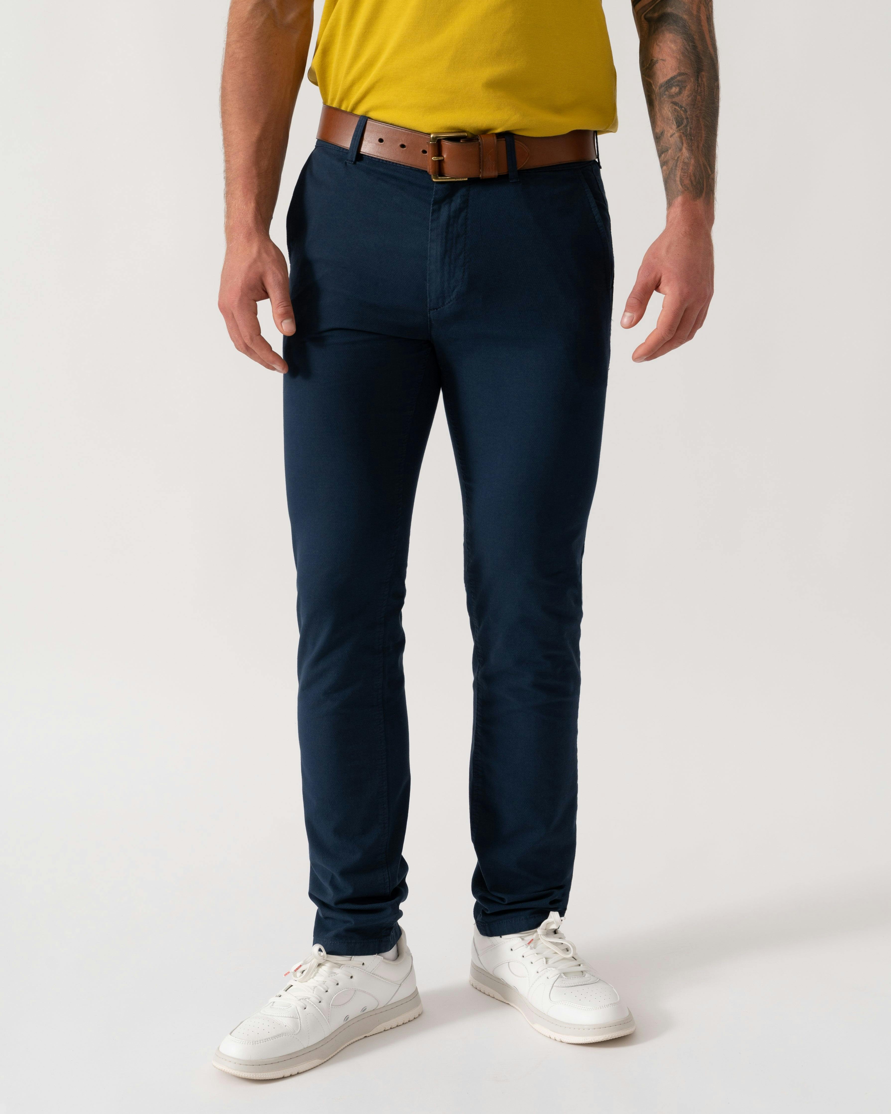 Boss Orange/Blue Slim Fit Textured Chinos - Open 464 - Open 464 - W34 L30