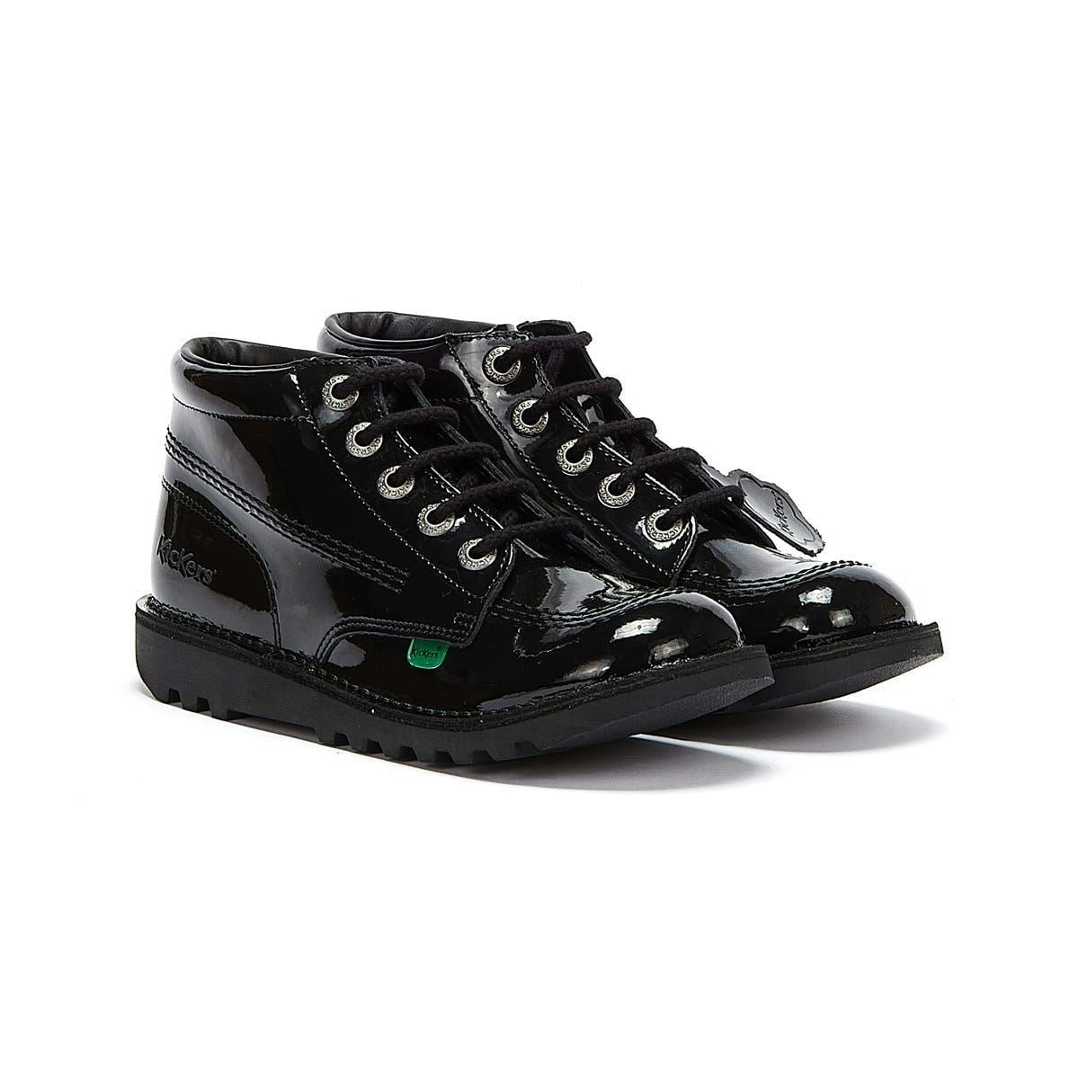 Kickers Black Youth Kick Hi Patent - Uk 3 / Eu 36 / Us 3.5