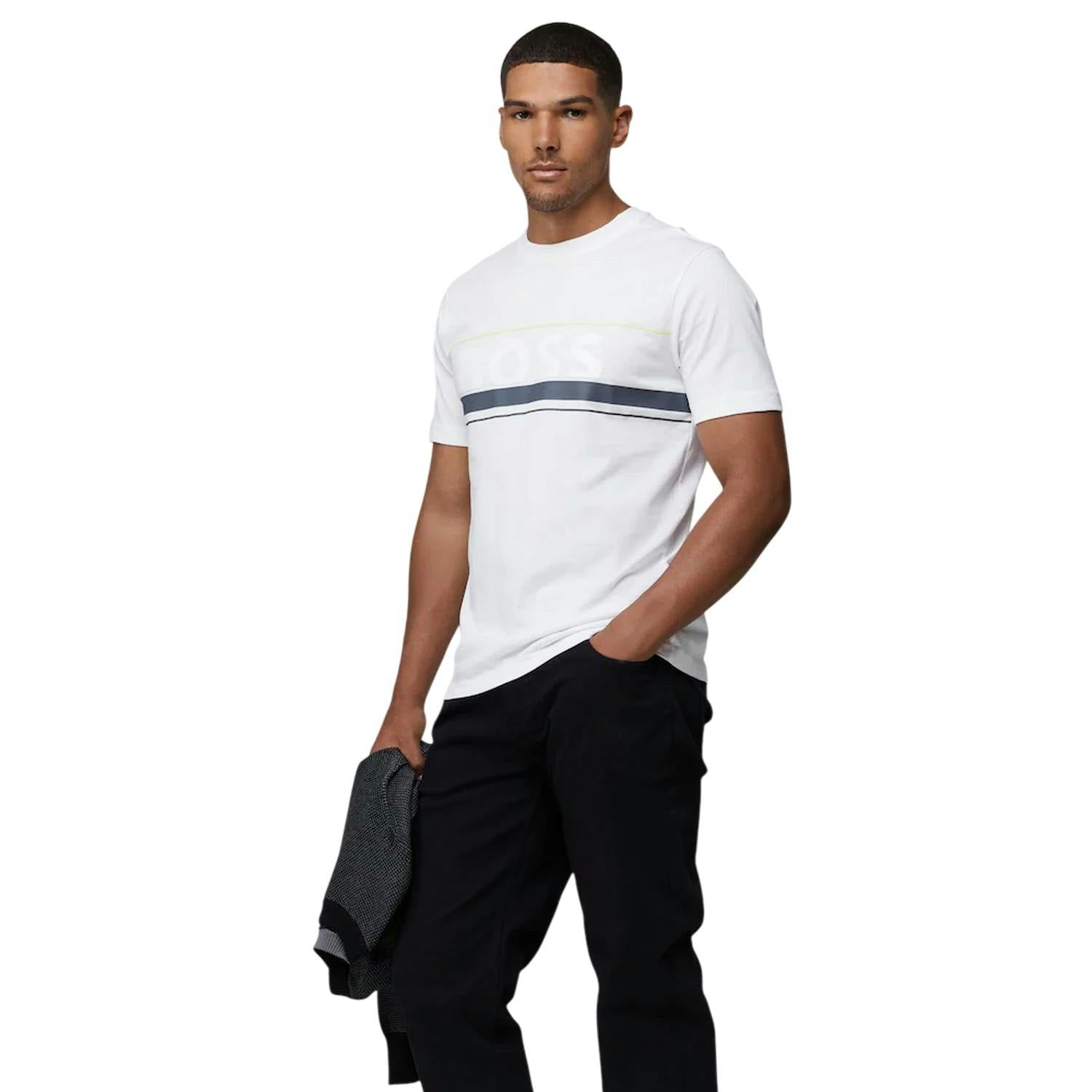 Boss Men's White Iconic Zone T-Shirt - M - 100% Cotton