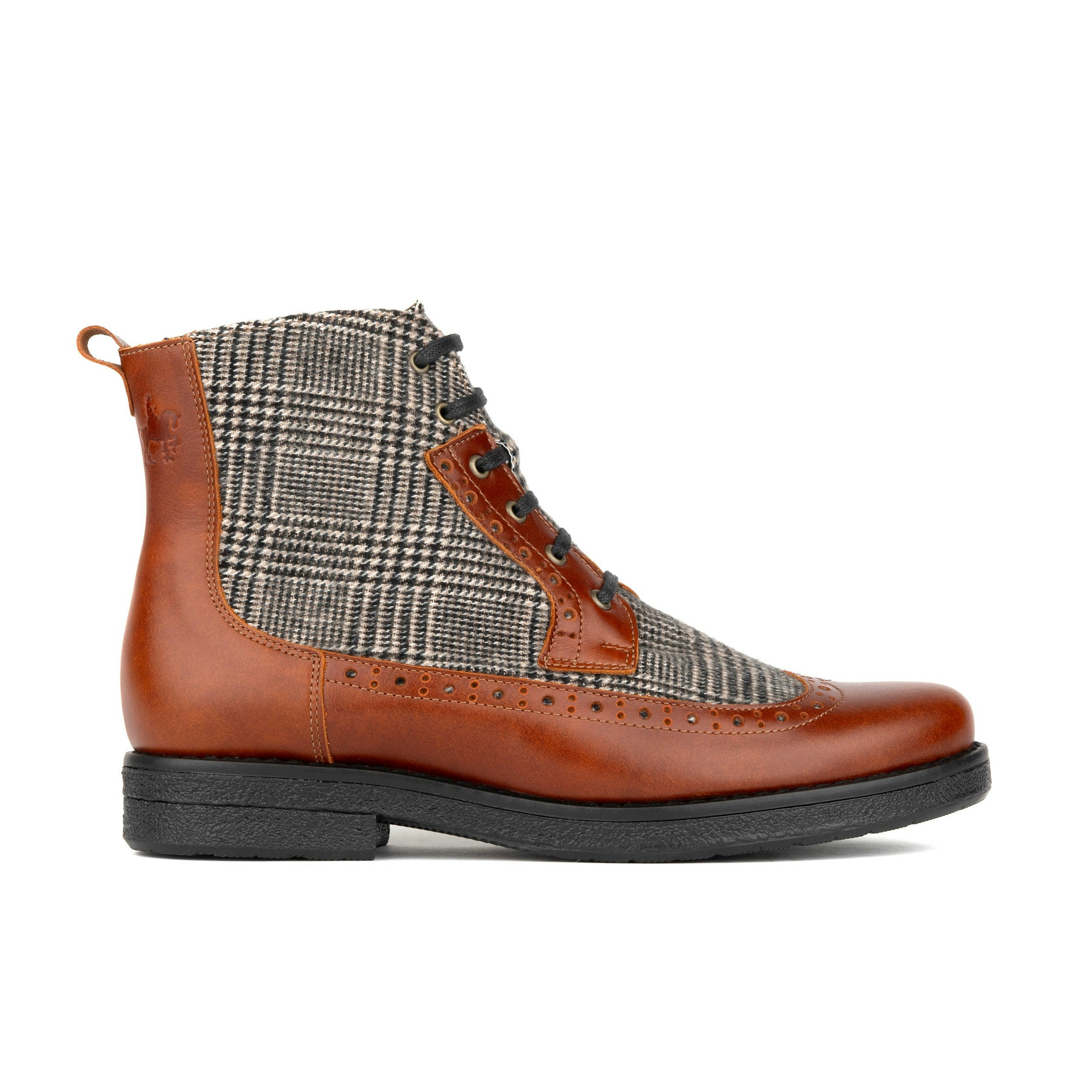 Embassy London Women's Brown Hatter - & Check - Leather Ankle Lace-Up Boot With Check Details - Uk 6.5 / Eu 39.5 / Us 8.5