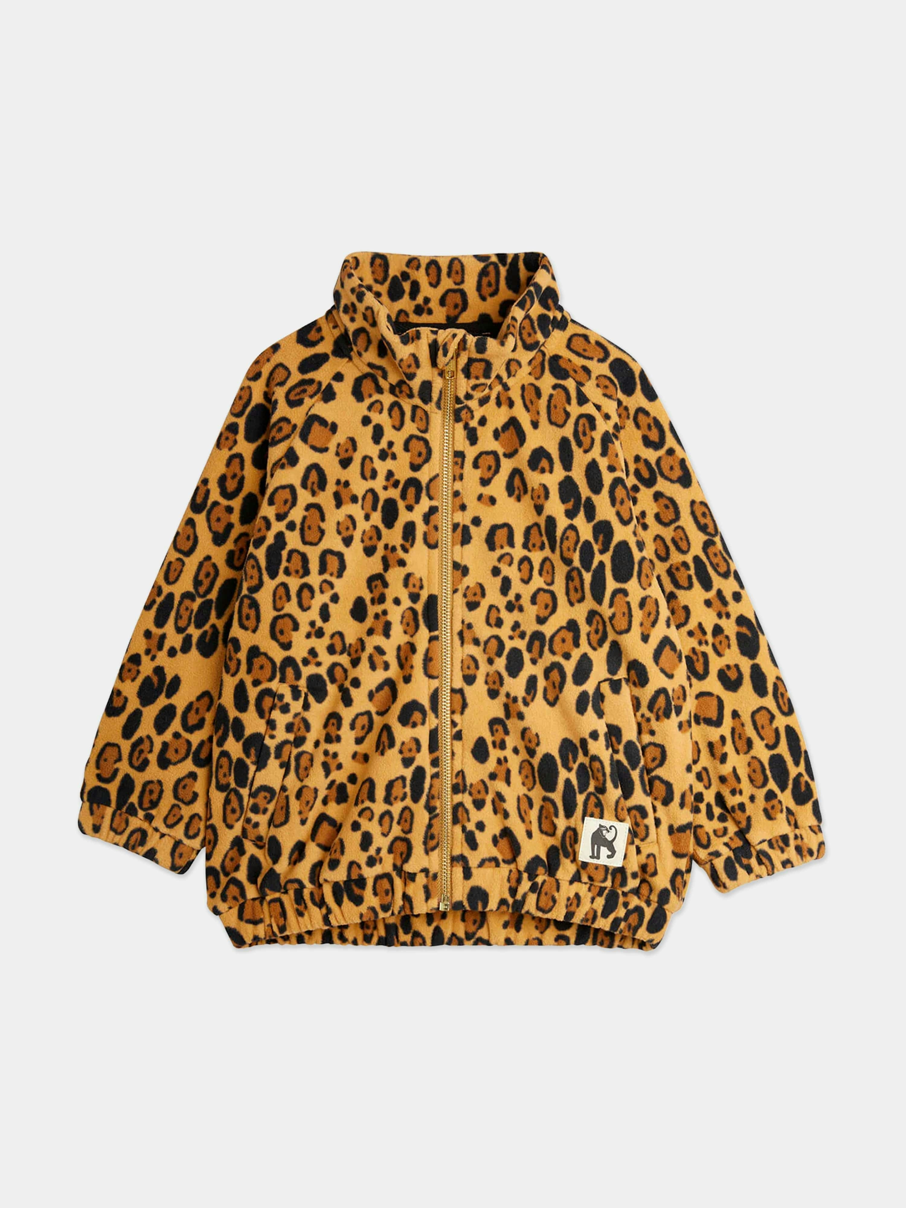 Mini Rodini Girls Brown Leopard Zip Up Top In - 3 - 5 Yrs