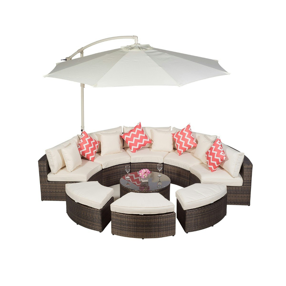 Rackhams Brown Monaco Luxury Large Rattan Garden Sofa Set - 1