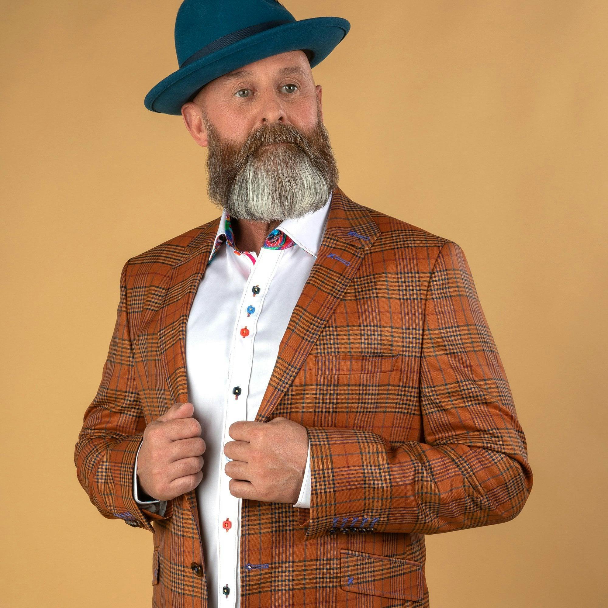 Claudio Lugli Brown Check Jacket Clj1910 - 42 Uk/ 52 Eu