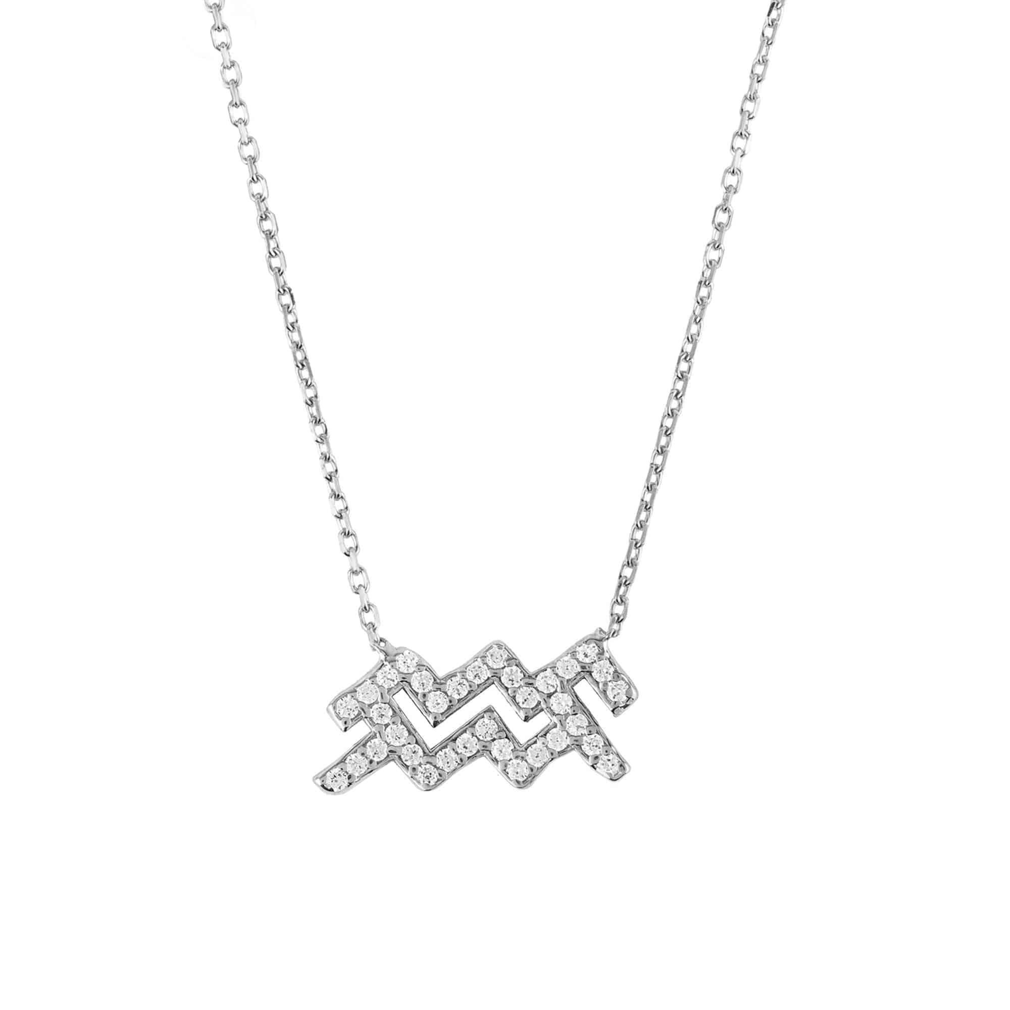 Latelita Silver Zodiac Star Sign Pendant Necklace Aquarius