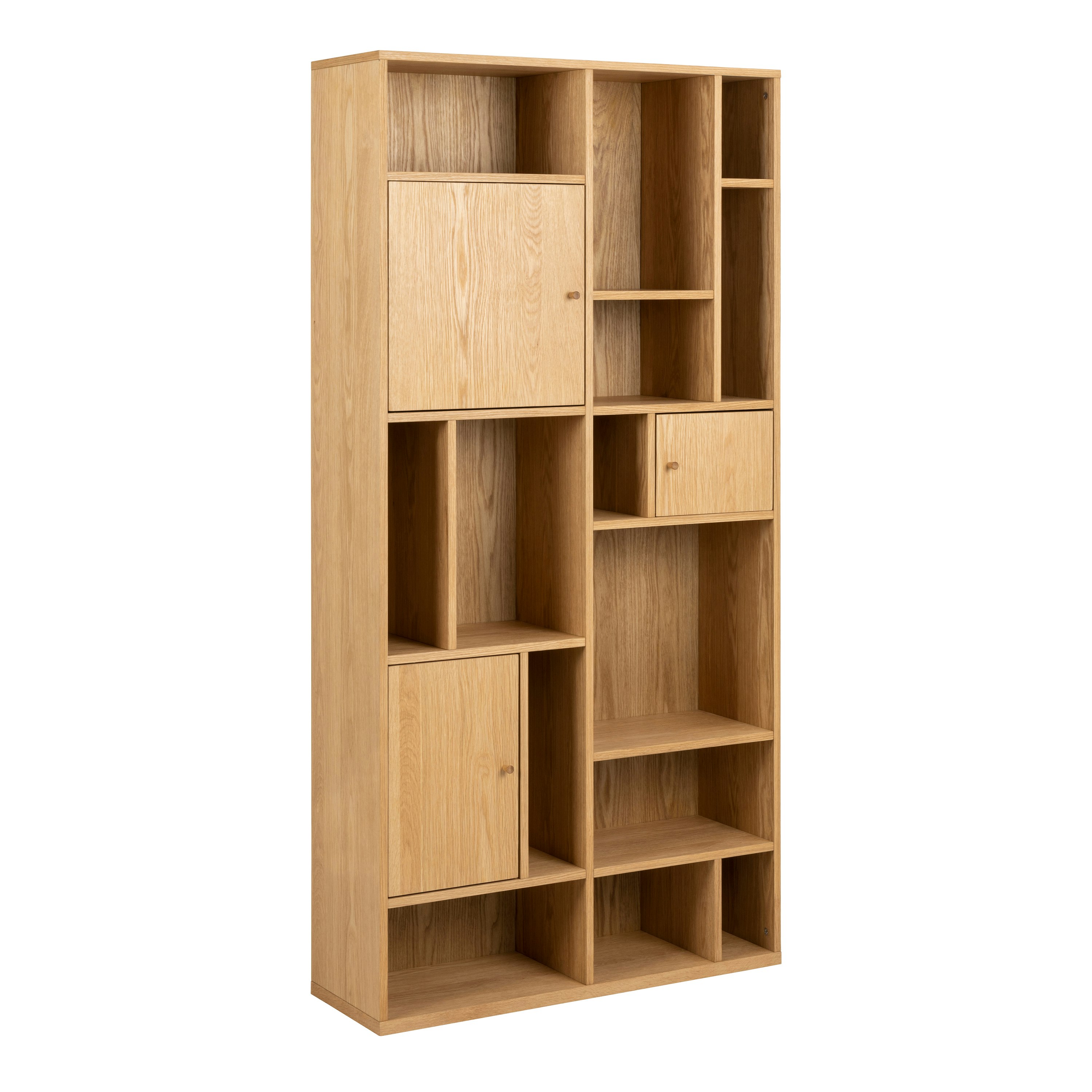 Rackhams Rangoon 3 Door Bookcase In Oak - 1 - Oak - Wood Large