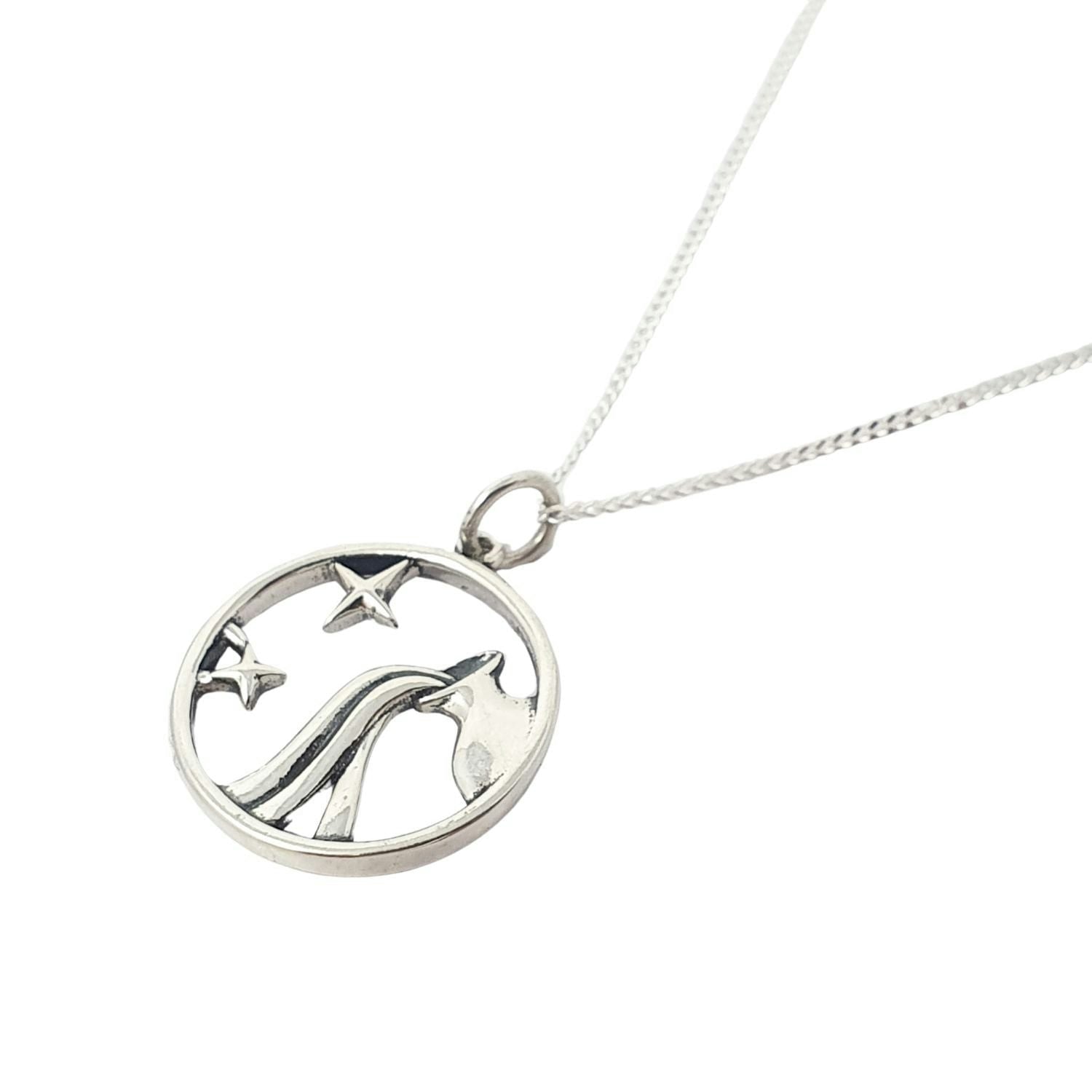 Harfi Silver Aquarius Zodiac Horoscope Charm Necklace