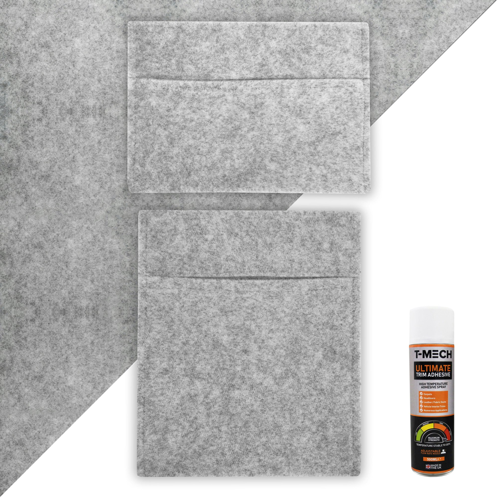 Monstershop Silver/Grey Van Carpet Lining, Storage Pouches & Adhesive Glue 550Cm X 200Cm