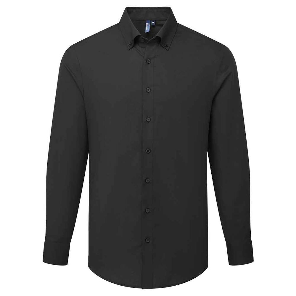 Premier Men's Black Supreme Oxford Long-Sleeved Formal Shirt In | Size: Xs - Image 2