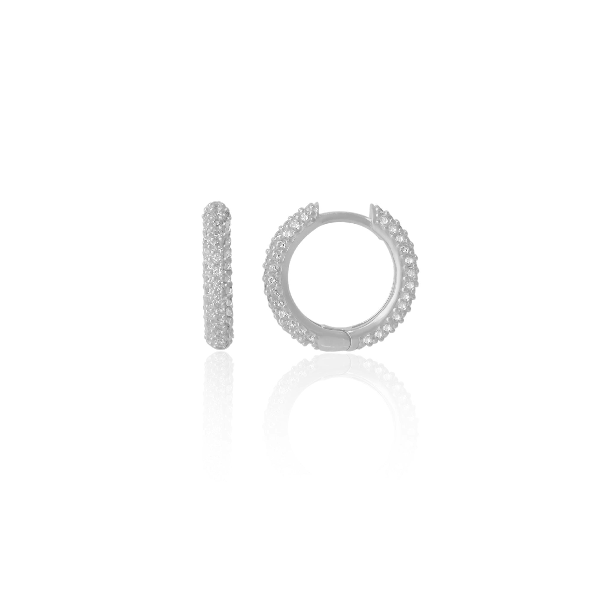 Spero London Silver Pave Sterling Hoop Earrings