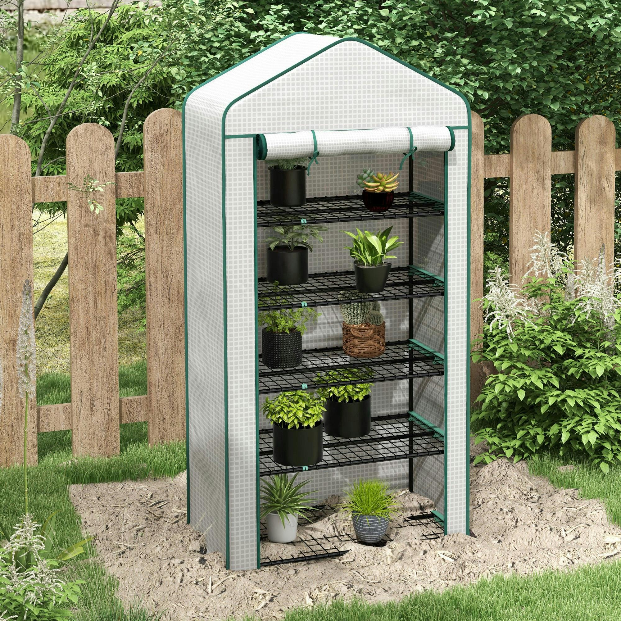 Outsunny Unisex White Widened Mini Greenhouse Tier Green House, 193H X 90W X 49Dcm In Size 5 - Image 2