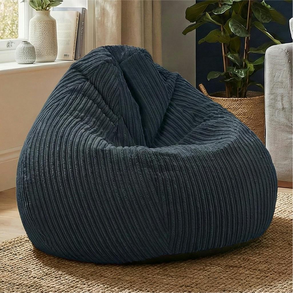 Rackhams Jumbo Cord Slouchbag - Indoor Classic Bean Bag For Adults - Navy