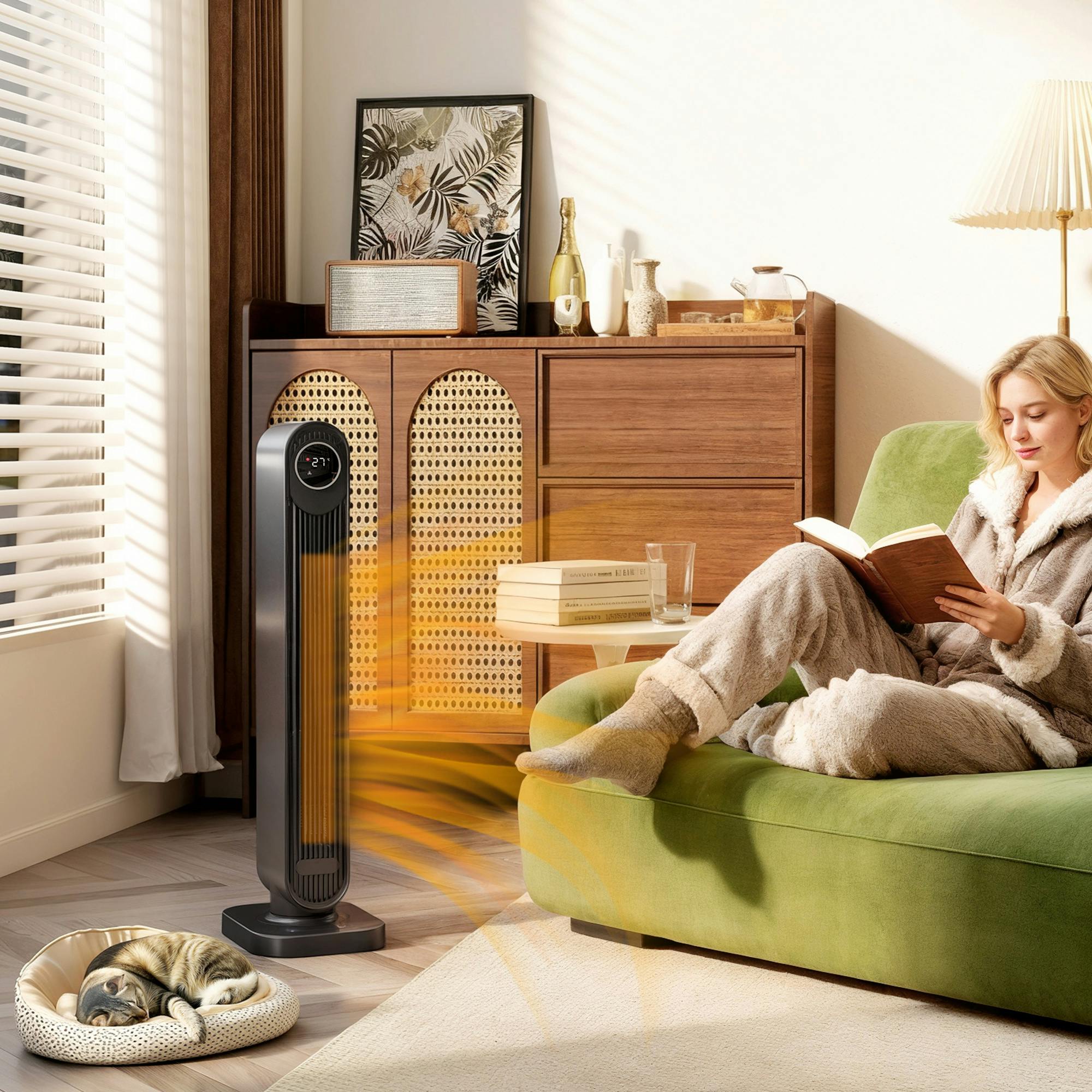 Homcom Black Ceramic Electric Heater, 2000W Fan Space Heater,