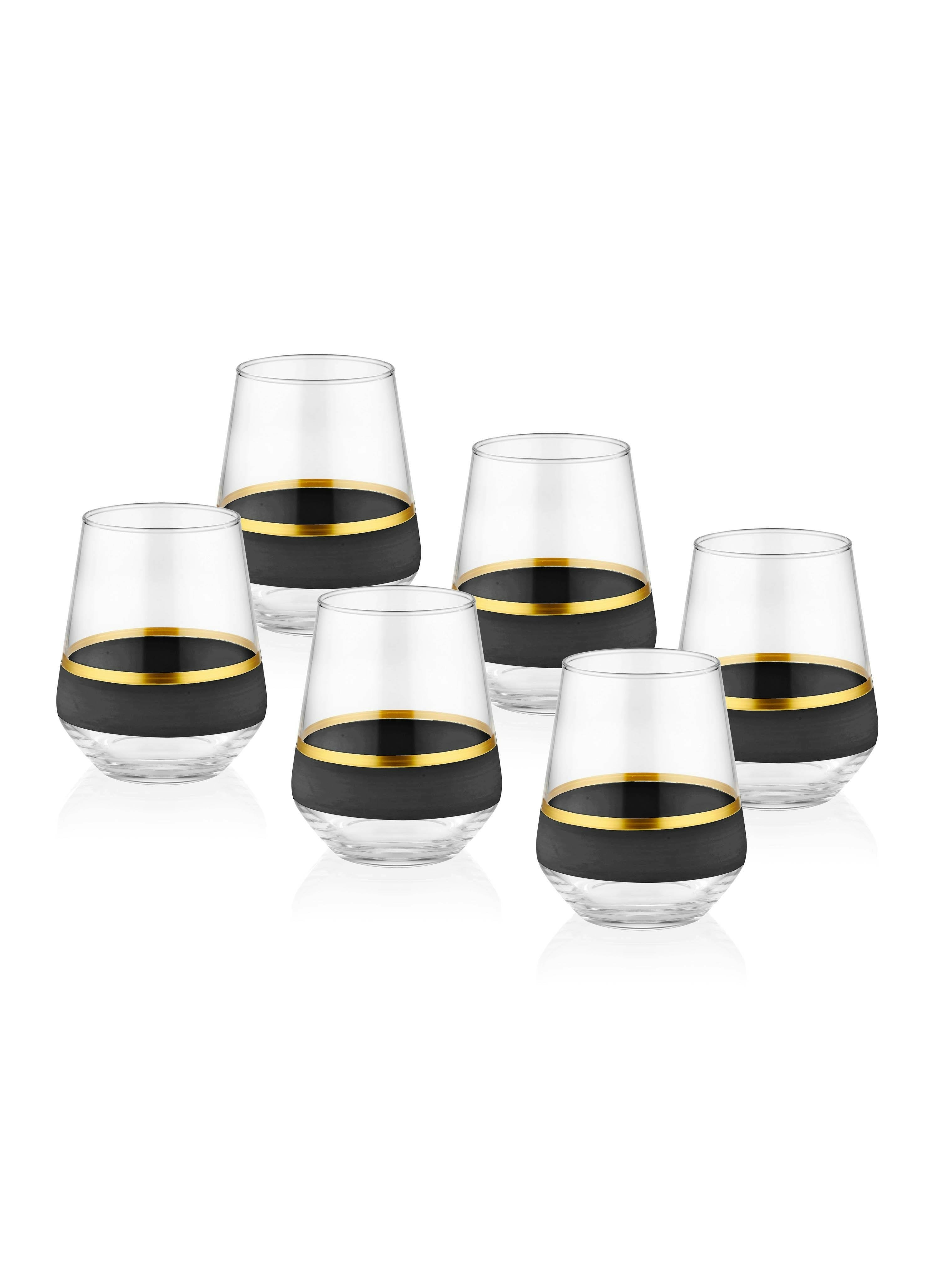 Rozi Black/Gold Glow Collection Tumblers (Set Of 6)