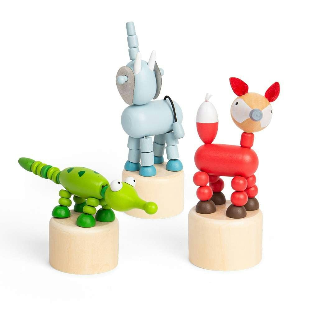 Bigjigs Toys Animal Push Ups - Elephant, Croc, Fox (pk 3)