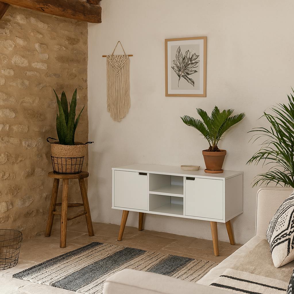 B&Q -  Tokyo White Sideboard2 Doors 2 ShelvesOak Base - Image 3