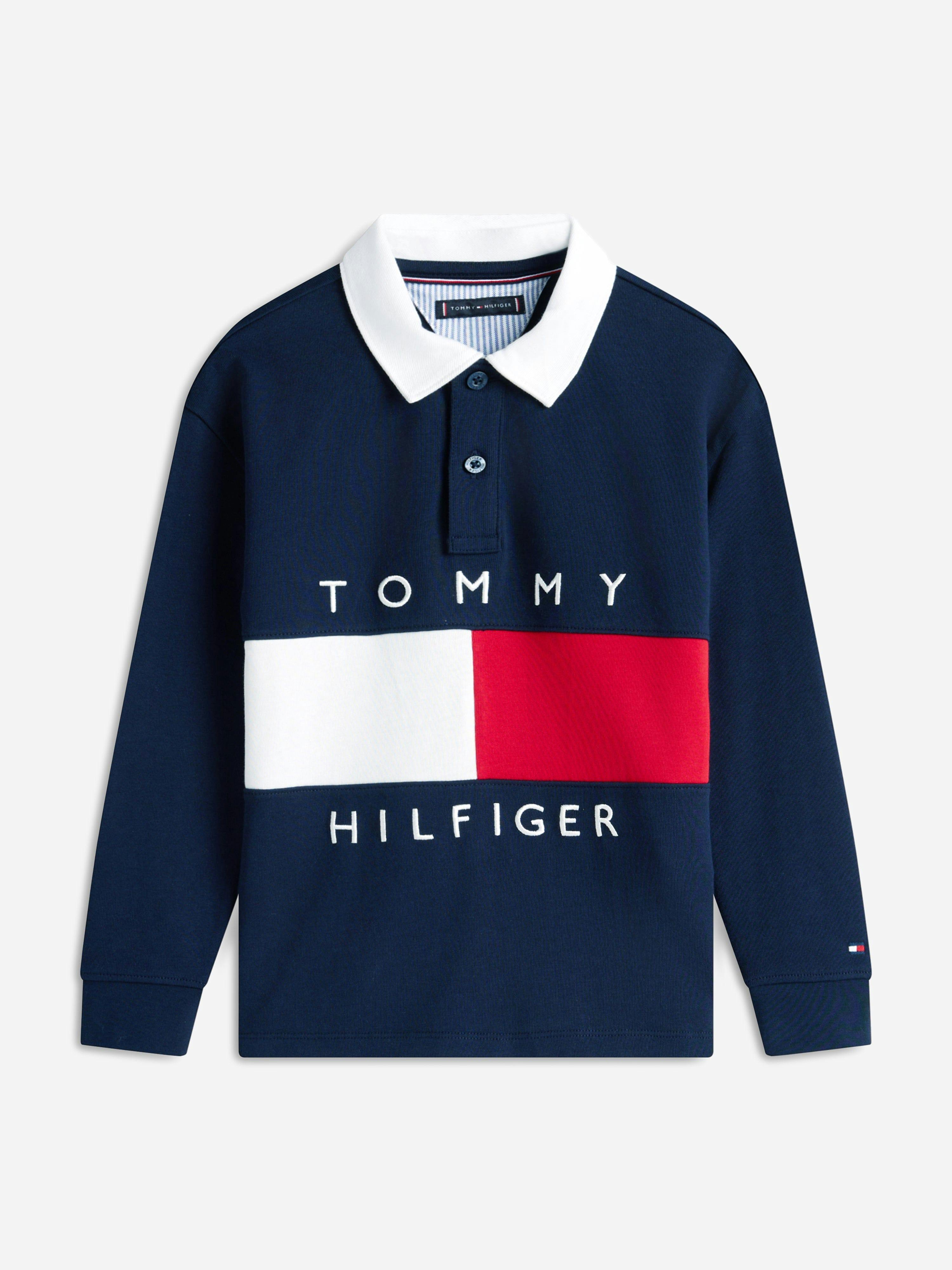 Tommy Hilfiger Boys Heritage Flag Jersey Polo Shirt In Navy - Navy - 14 Yrs