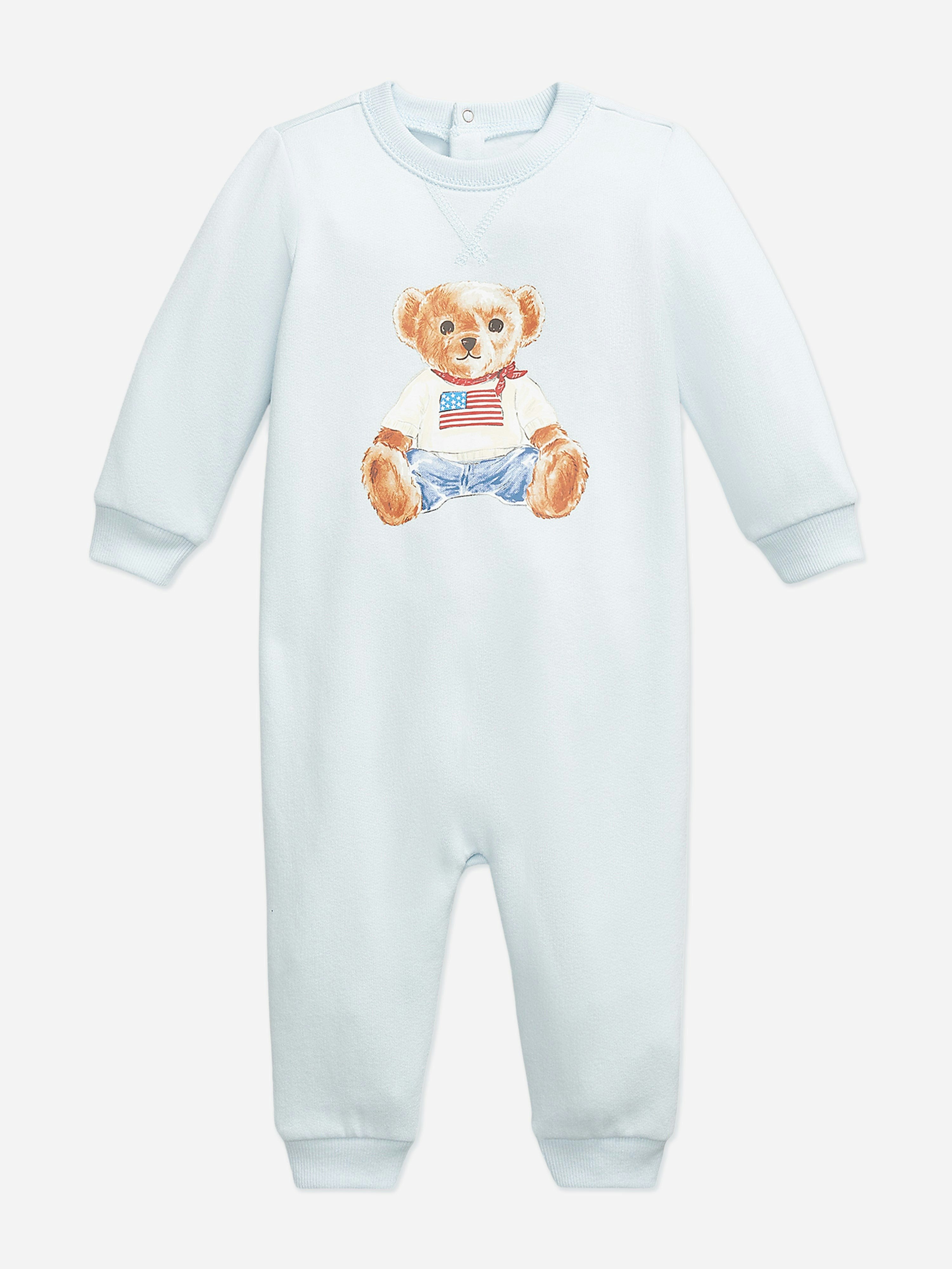 Ralph Lauren Kids Boys Blue Ralph Lauren Baby Polo Bear Romper In - 9 Mths