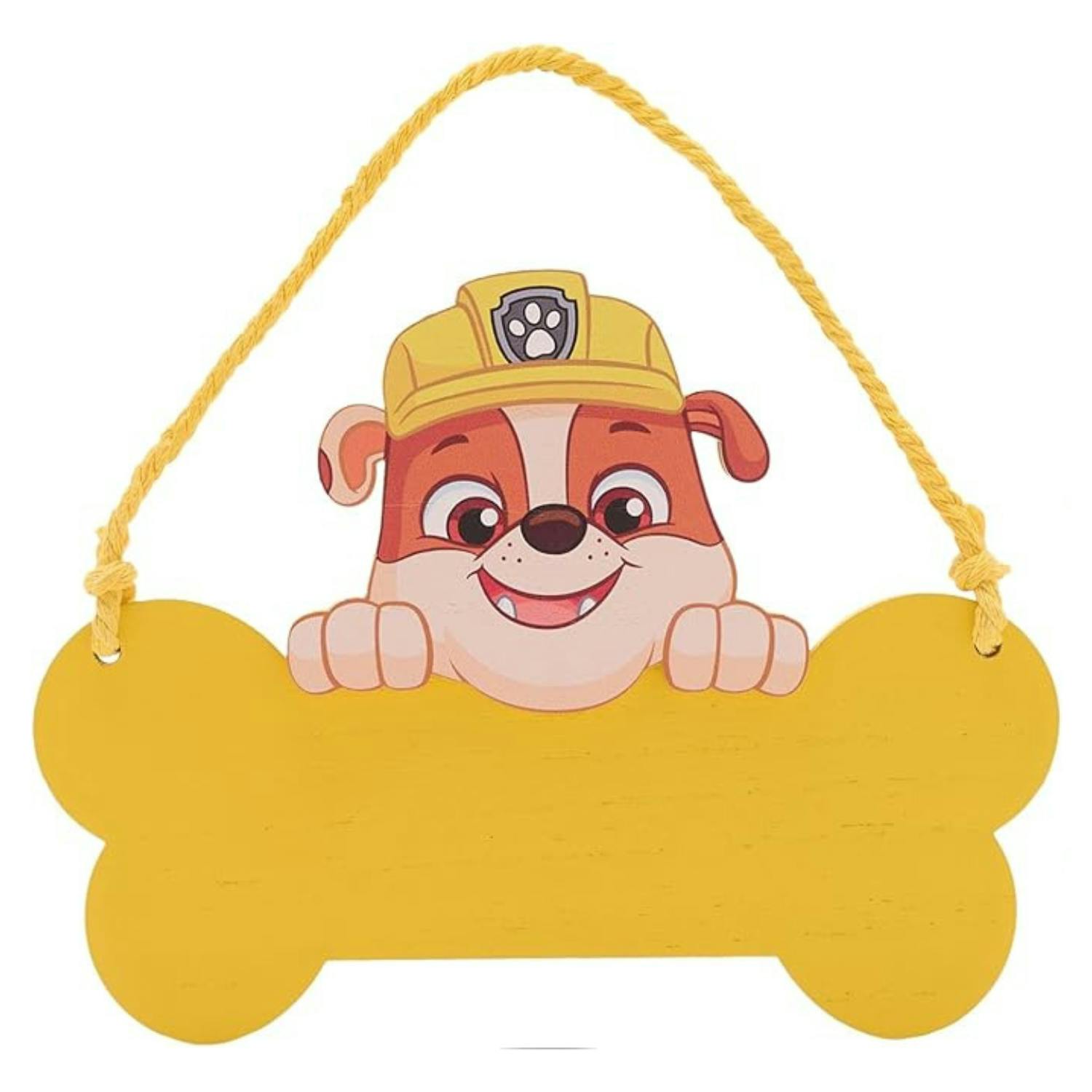 Widdop & Co Yellow Paw Patrol Rubble Wooden Hanging Plaque - Plaque - 1