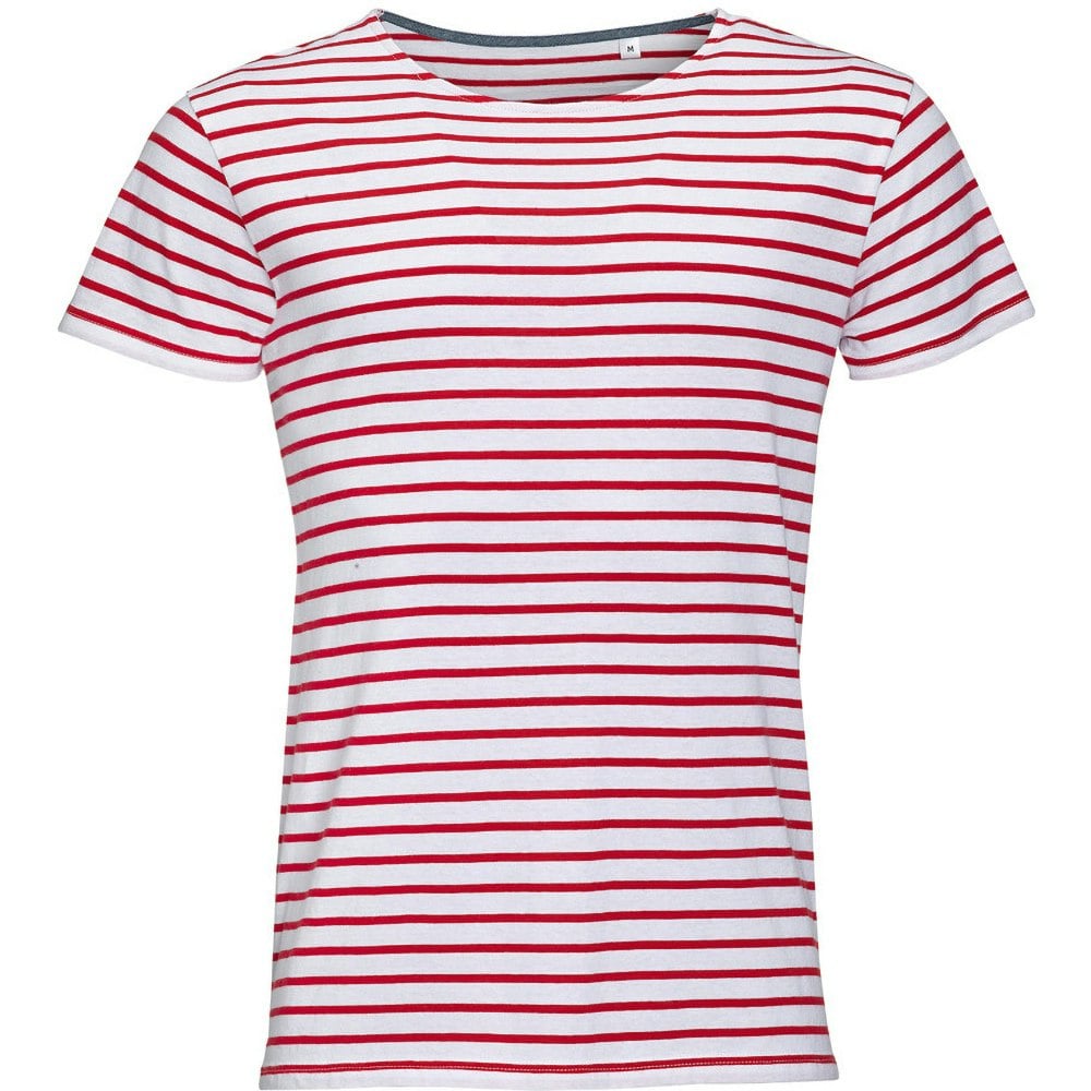 Sol's Men's White Miles Striped Short Sleeve T-Shirt In | Size: Xl - Image 2