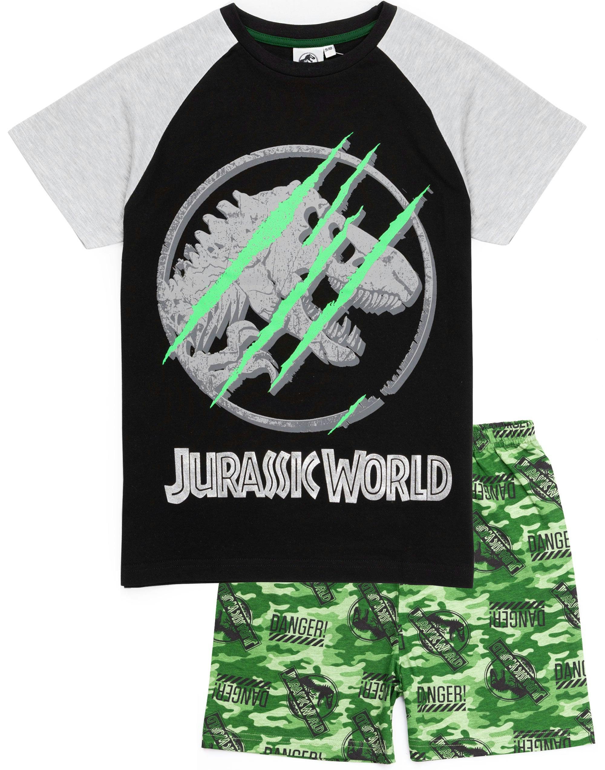 Vanilla Underground Boys Black Jurassic World Camo Logo Print Short Sleeve Short Leg Pyjama Set - 5-6 Years