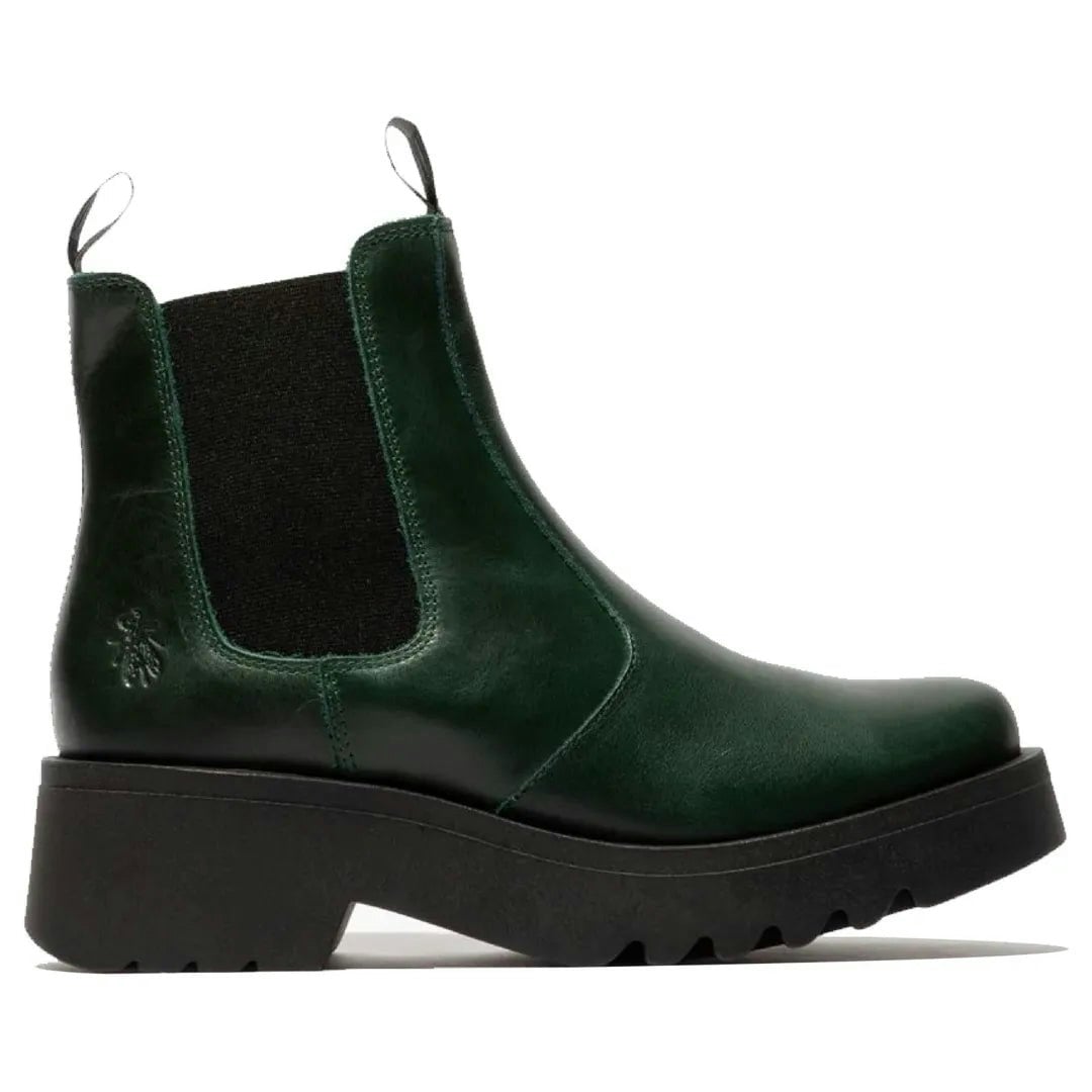 Fly London Women's Green Medi789fly - Wedge Heel Leather Chelsea Boots - Uk 8