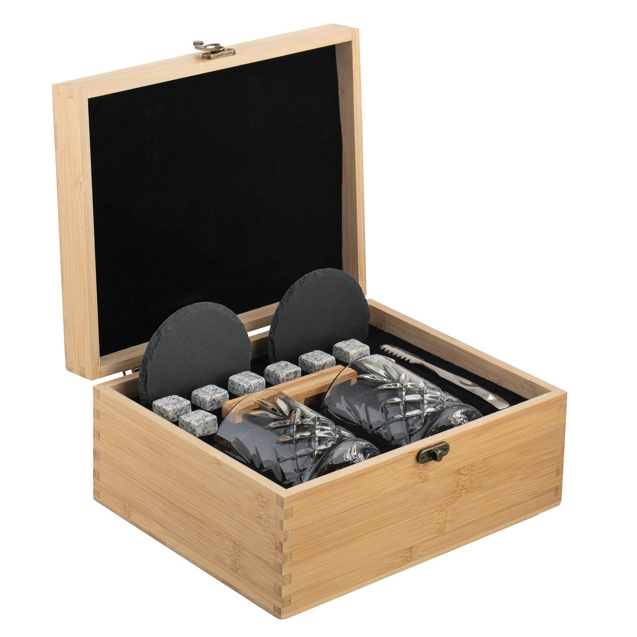 Galway Crystal White/Grey Renmore Bamboo Whiskey Set