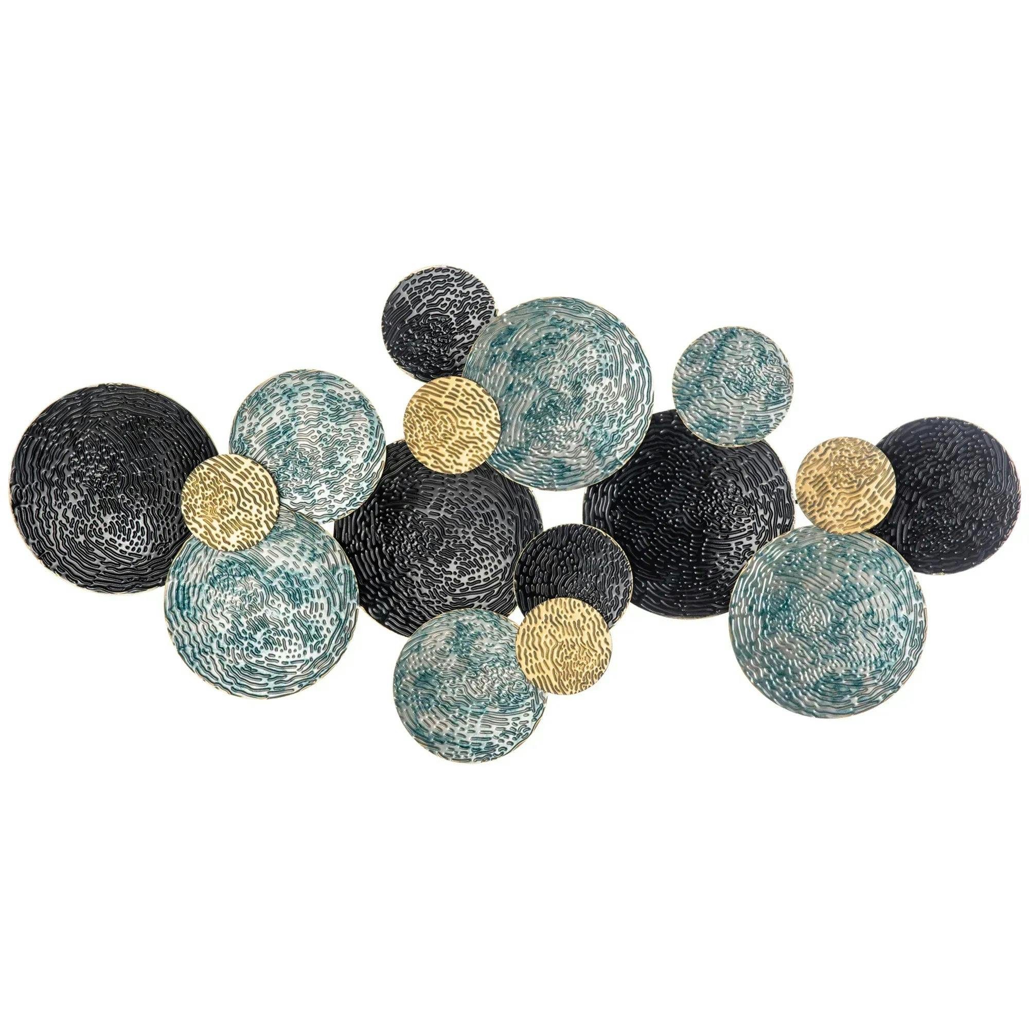 HOMCOM 3D Metal Wall Art Modern Circle Hanging Home Decor Blue Black Gold | Wall Sculptures, Living Room, Bedroom, Dining Room - Image 9