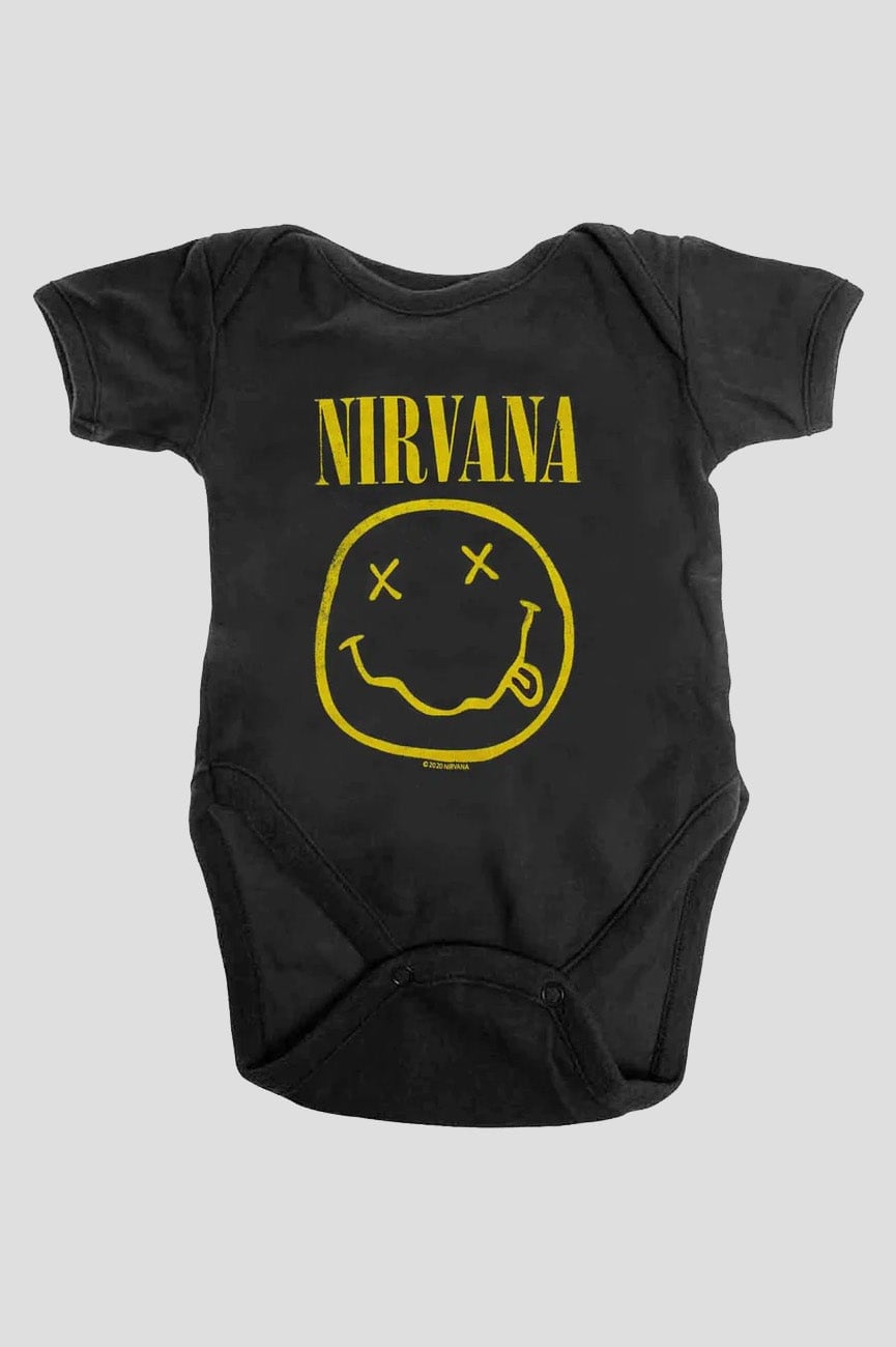 Paradiso Clothing Yellow Nirvana Grunge Smile Baby Grow - Large (9 -12 Months)