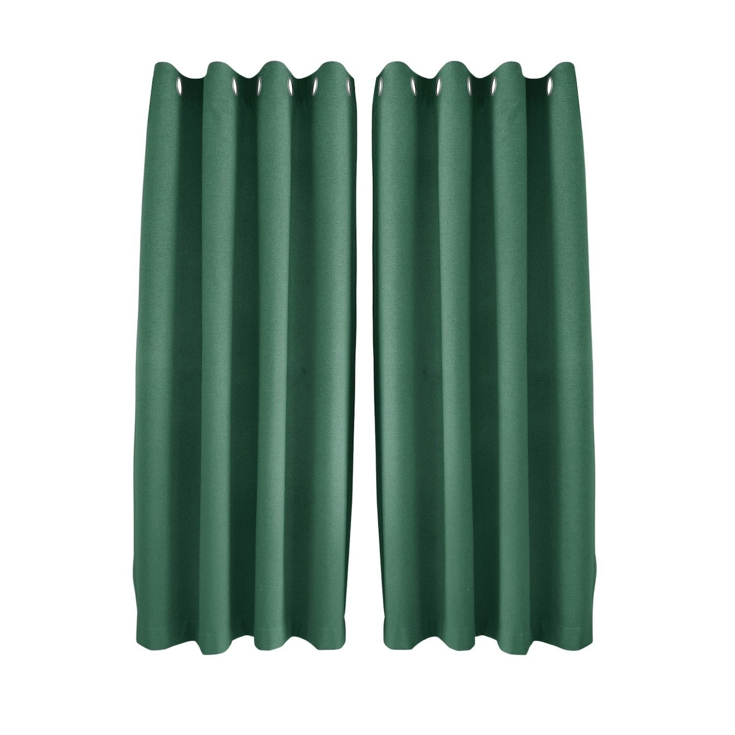 Happy Homewares Green Emerald Linen Blackout Eyelet Curtain Pair - 46 X 63 Inch Drop