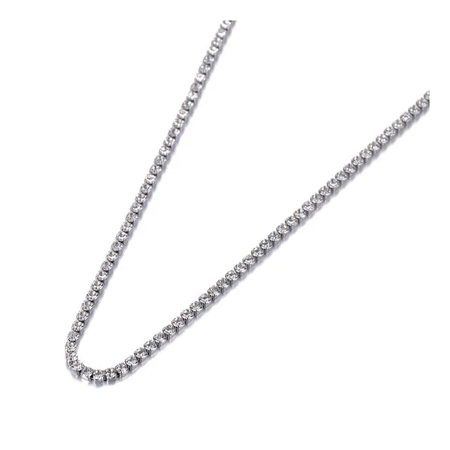 Luxe Tones Silver Elisa Toned Jewelled Tennis Necklace