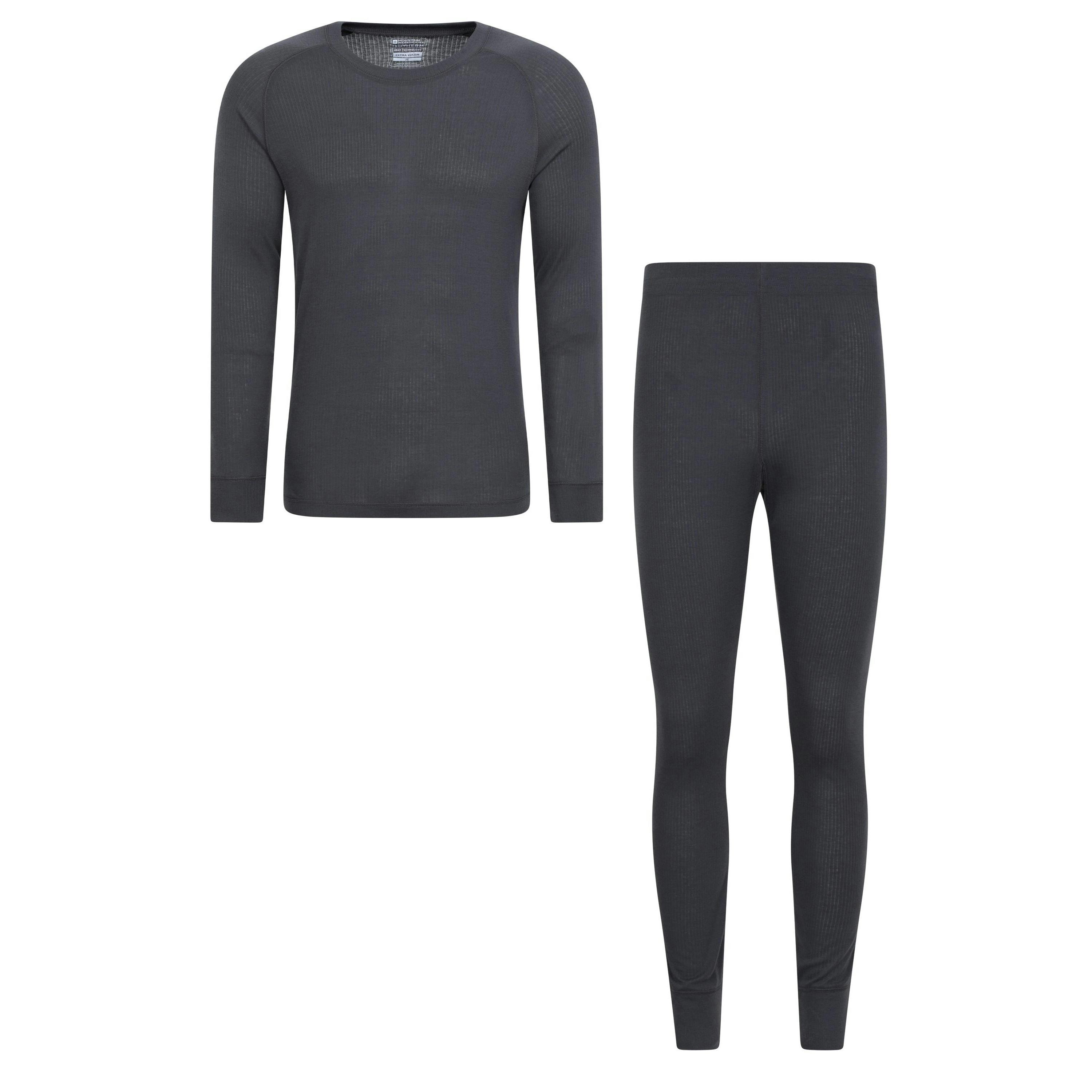 Mountain Warehouse Men's Talus Thermal Base Layer Set - Charcoal - 4XL - Charcoal - 100% Polyester