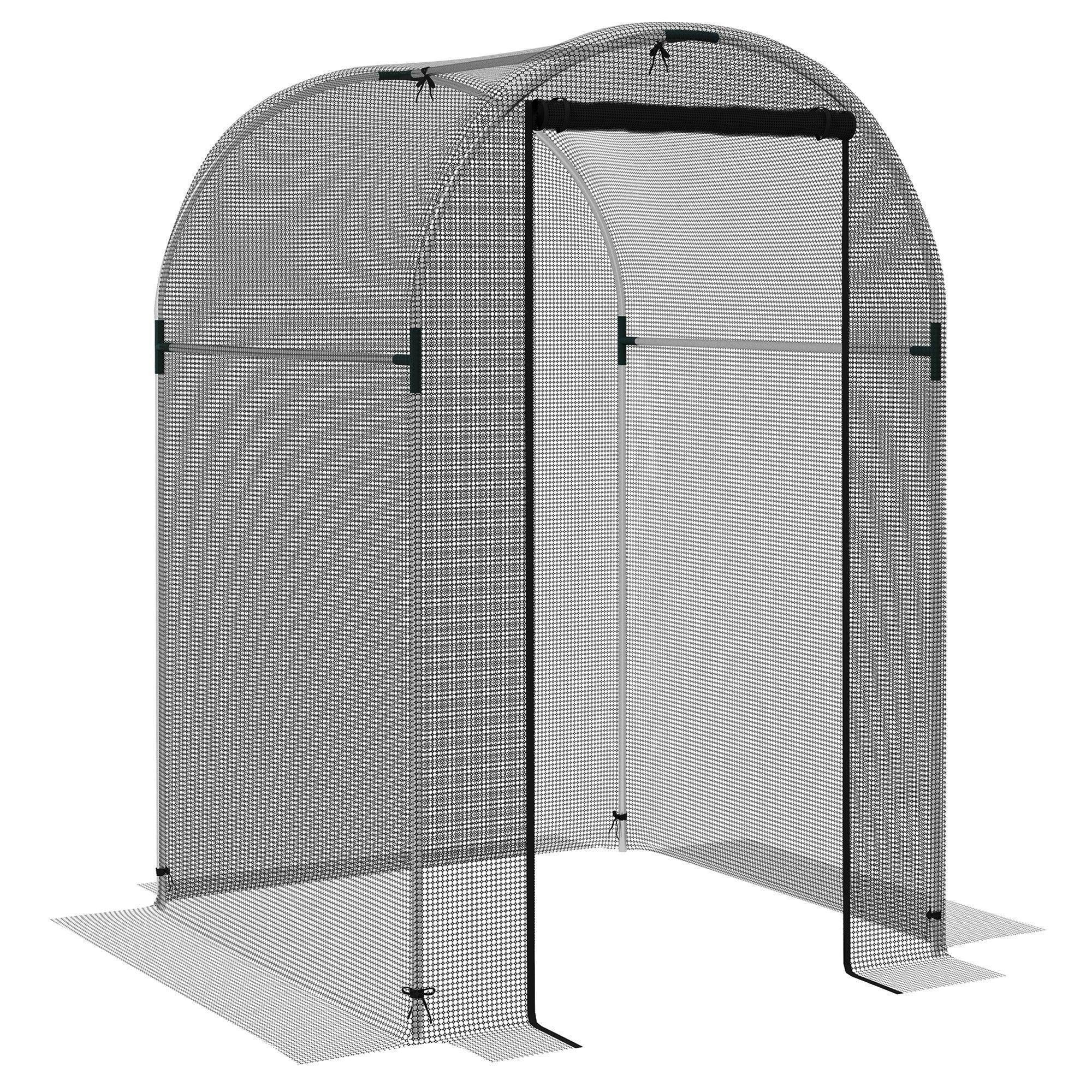 Outsunny Fruit Cage Netting Tent 1.2x1.2x1.9m Zipped Door Black Garden - Image 7