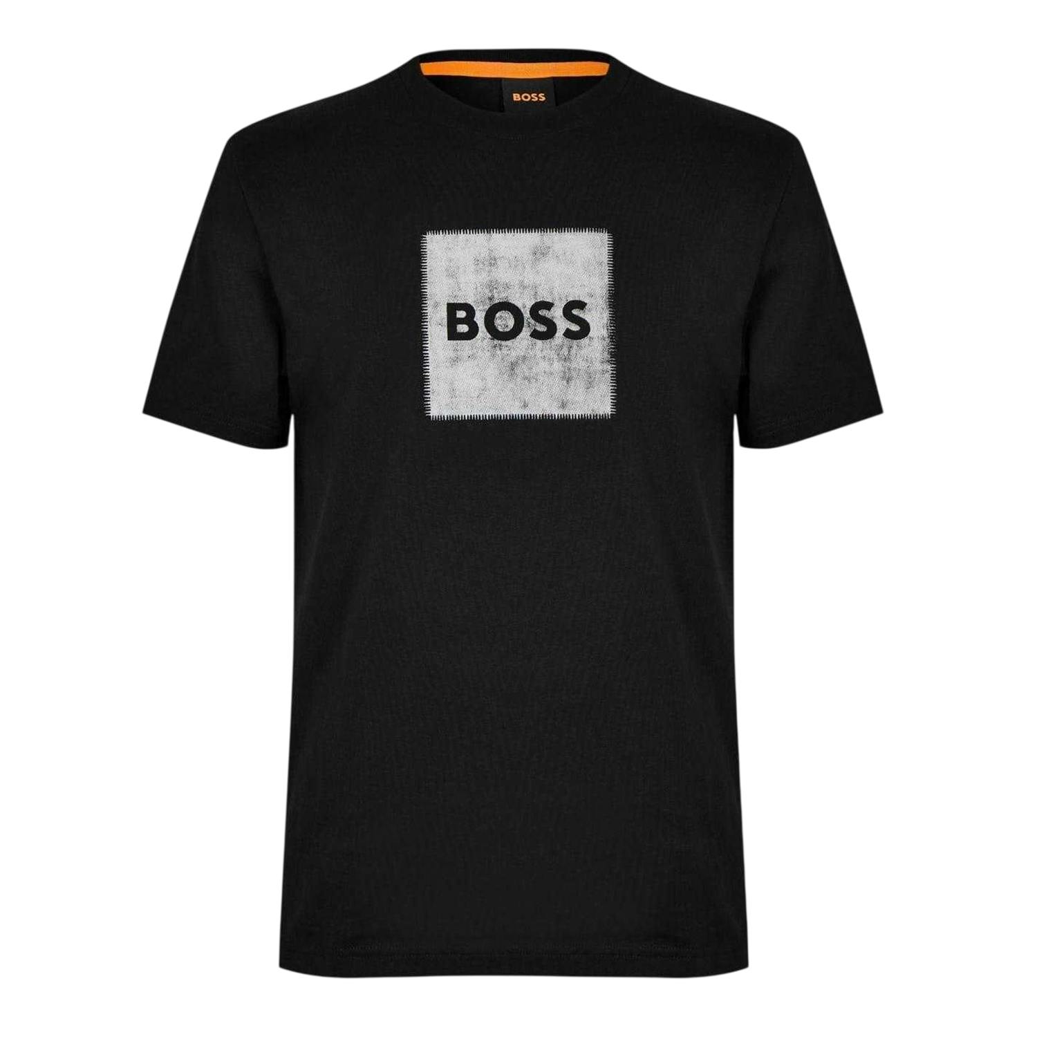 Boss Men's Black Stitched Cotton Logo T-Shirt - Xxl - 100% Mixed