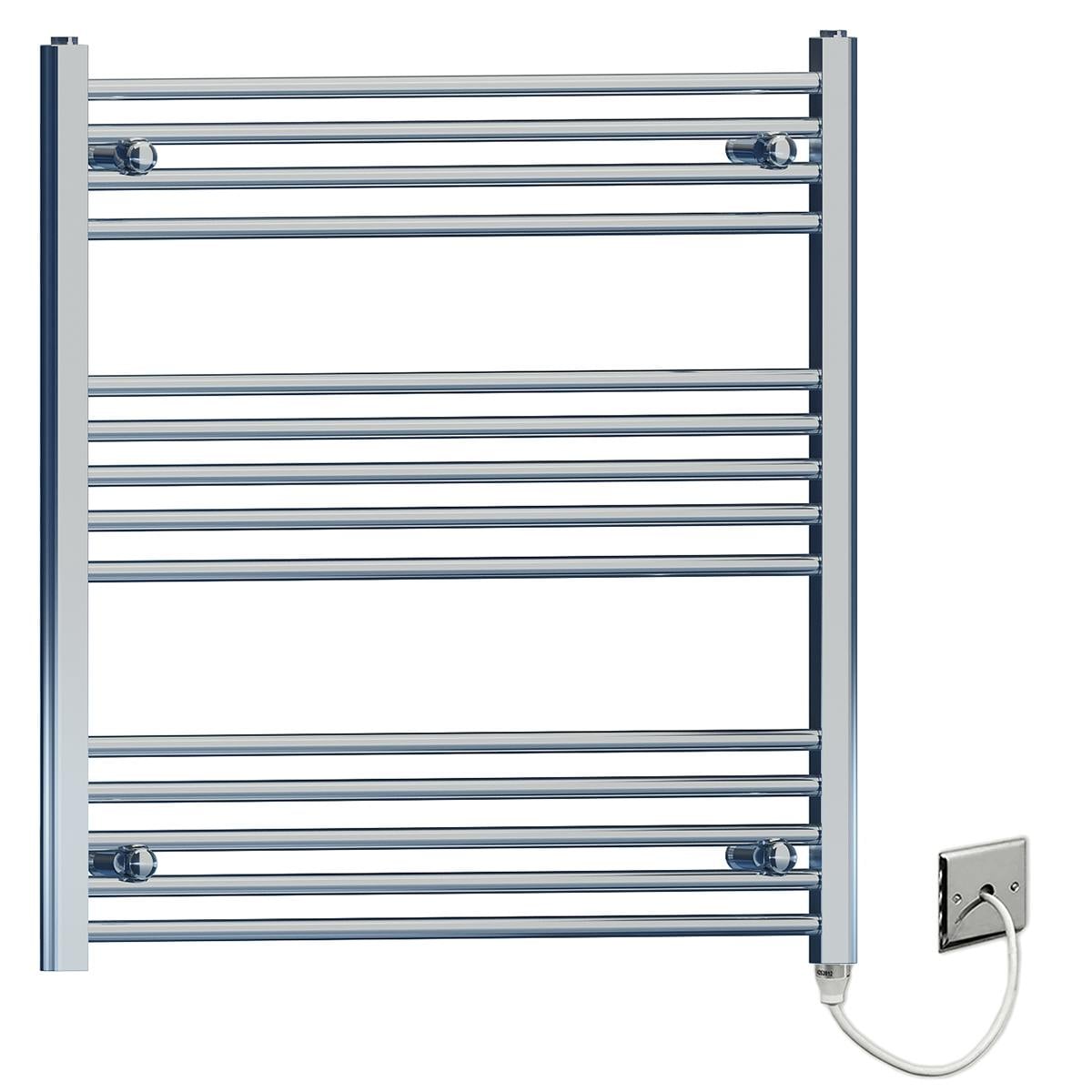 Myhomeware 800Mm X 800Mm Flat Chrome Electric Pre-Filled Heated Towel Rail Radiator For Bathroom Designer Standard Element