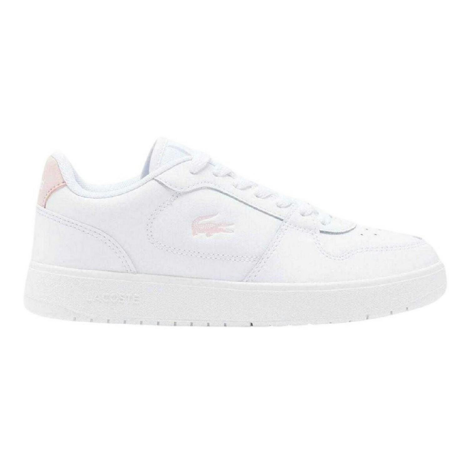 Lacoste Women's White/Pink The Court Ace Leather Flat Trainers - 5 Uk - 100% Mixed