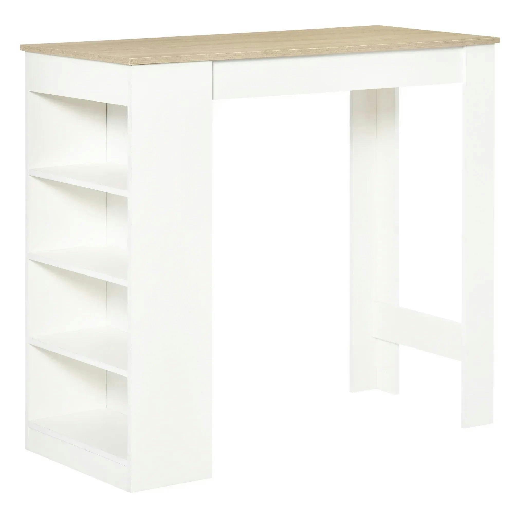 Homcom Unisex Natural Table Kitchen Dining Table W/ 3-Tier Storage Shelf Living Room In - Image 9